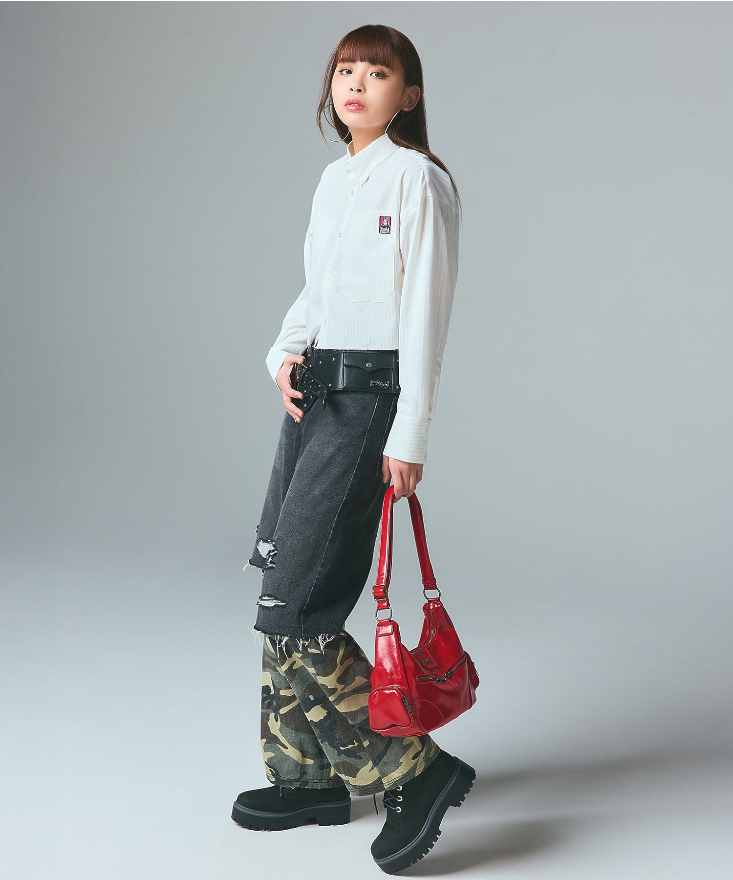 DOUBLE ZIP FAUX LEATHER BAG