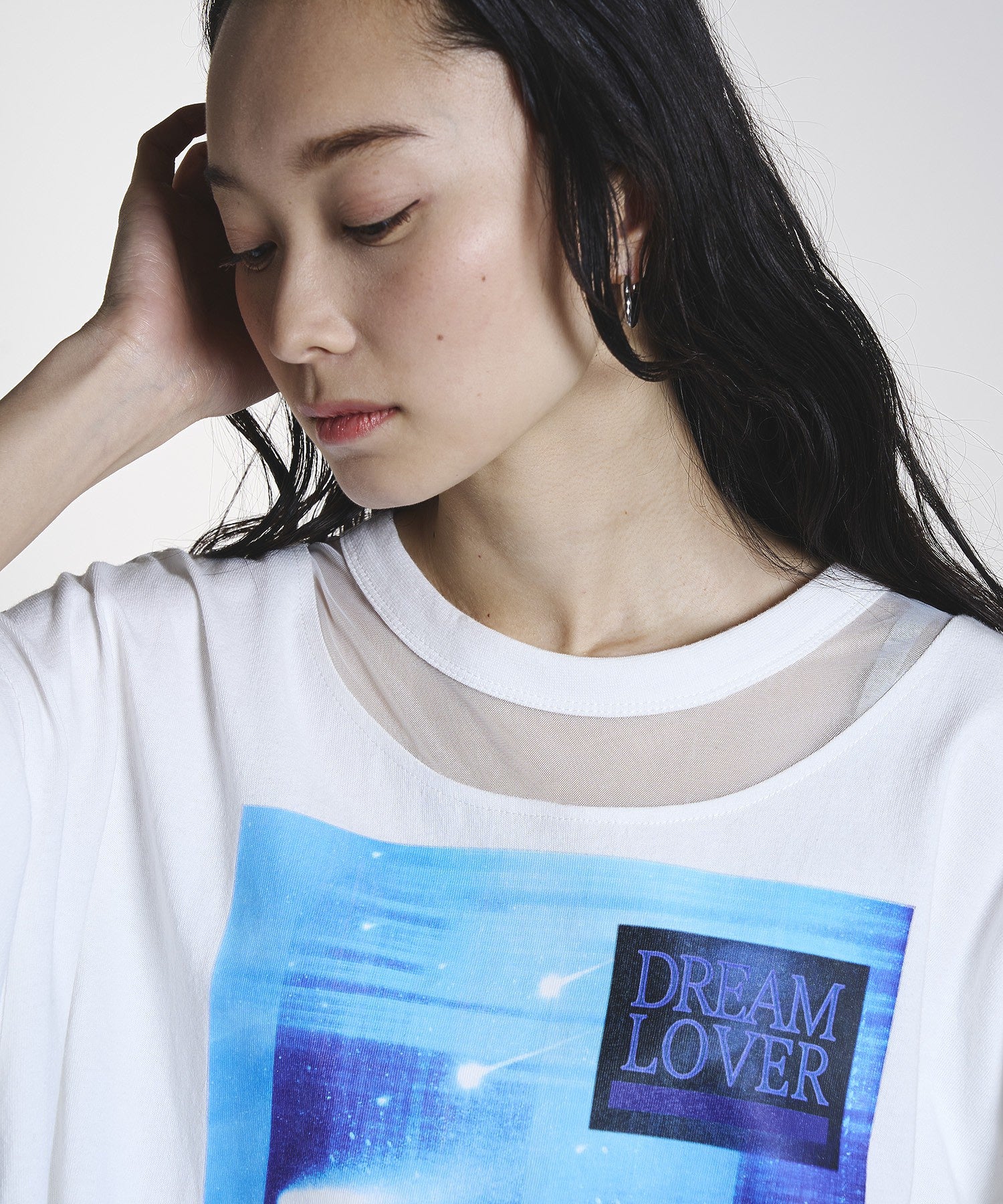 OKIRAKU×ROSEBUD/MESH MIX GRAPHIC TEE