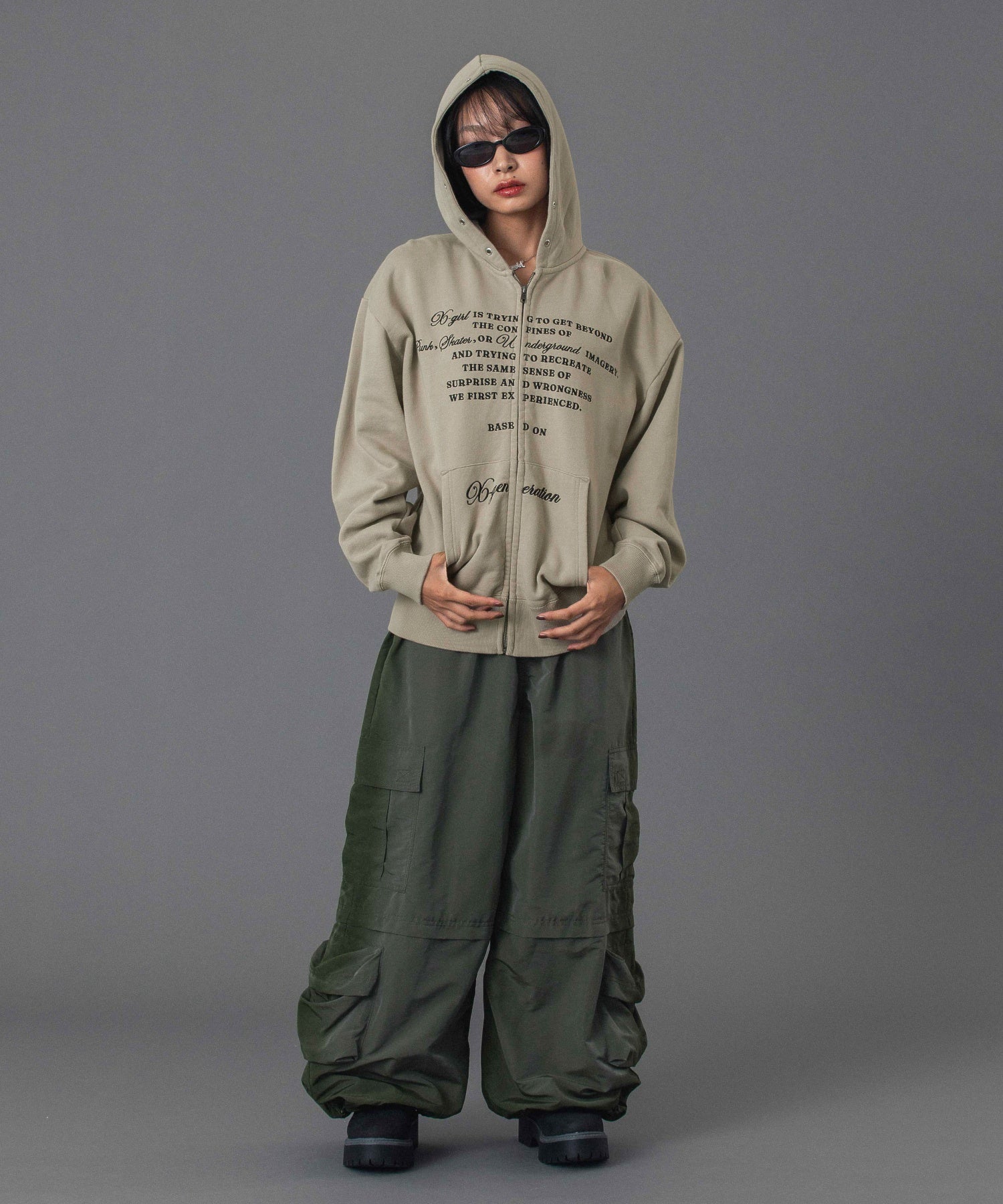 FADED WIDE LEG CARGO PANTS
