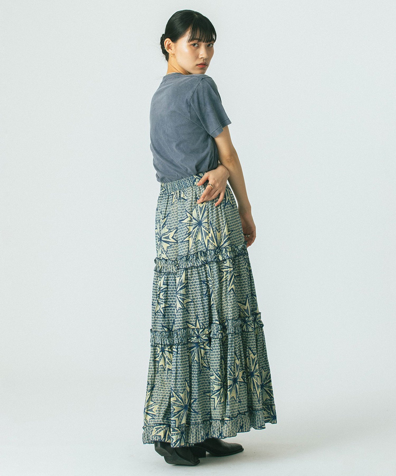 mag.by c/PRINT TIERED SKIRT