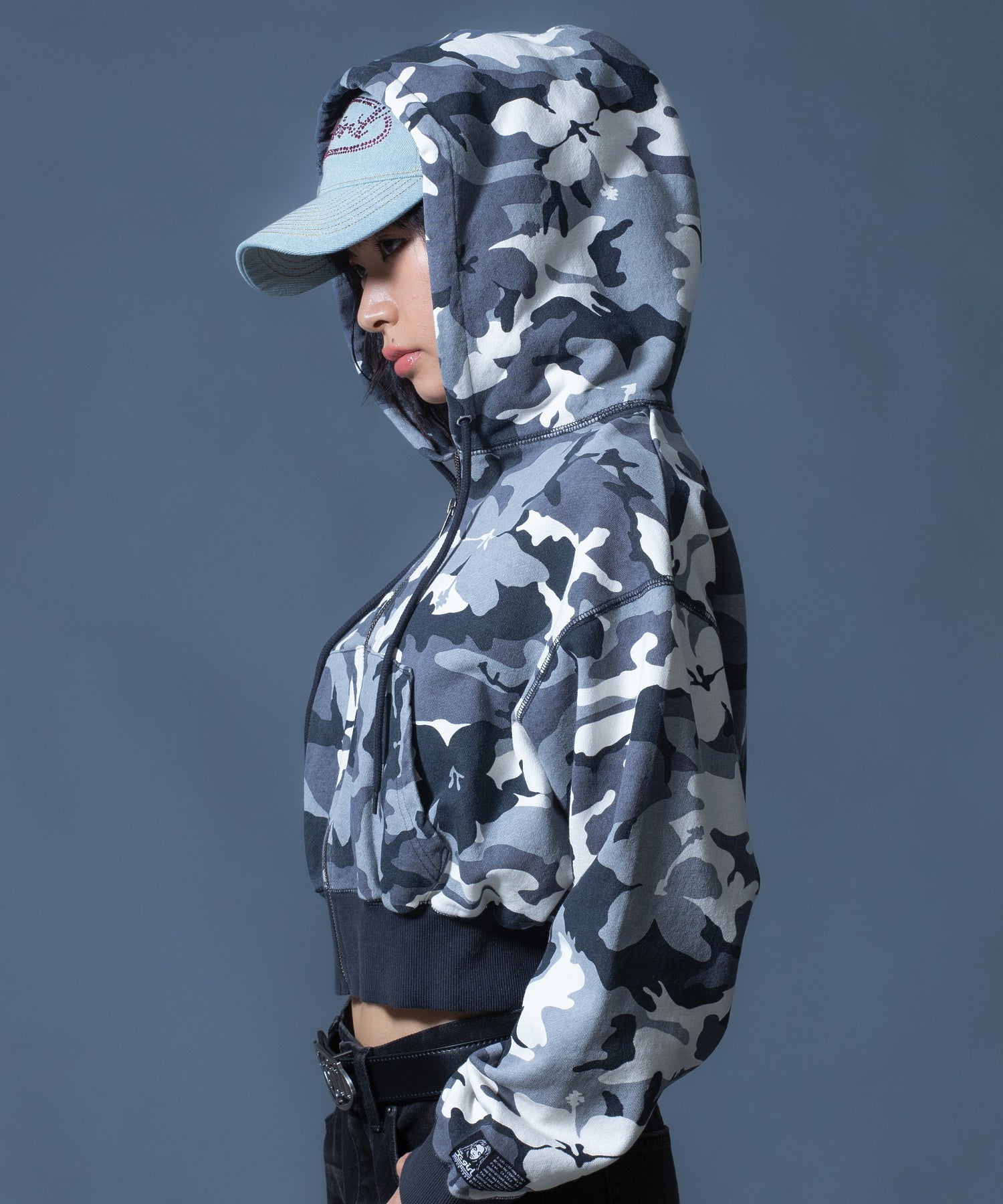 HIBISCUS CAMOUFLAGE ZIP UP SWEAT HOODIE