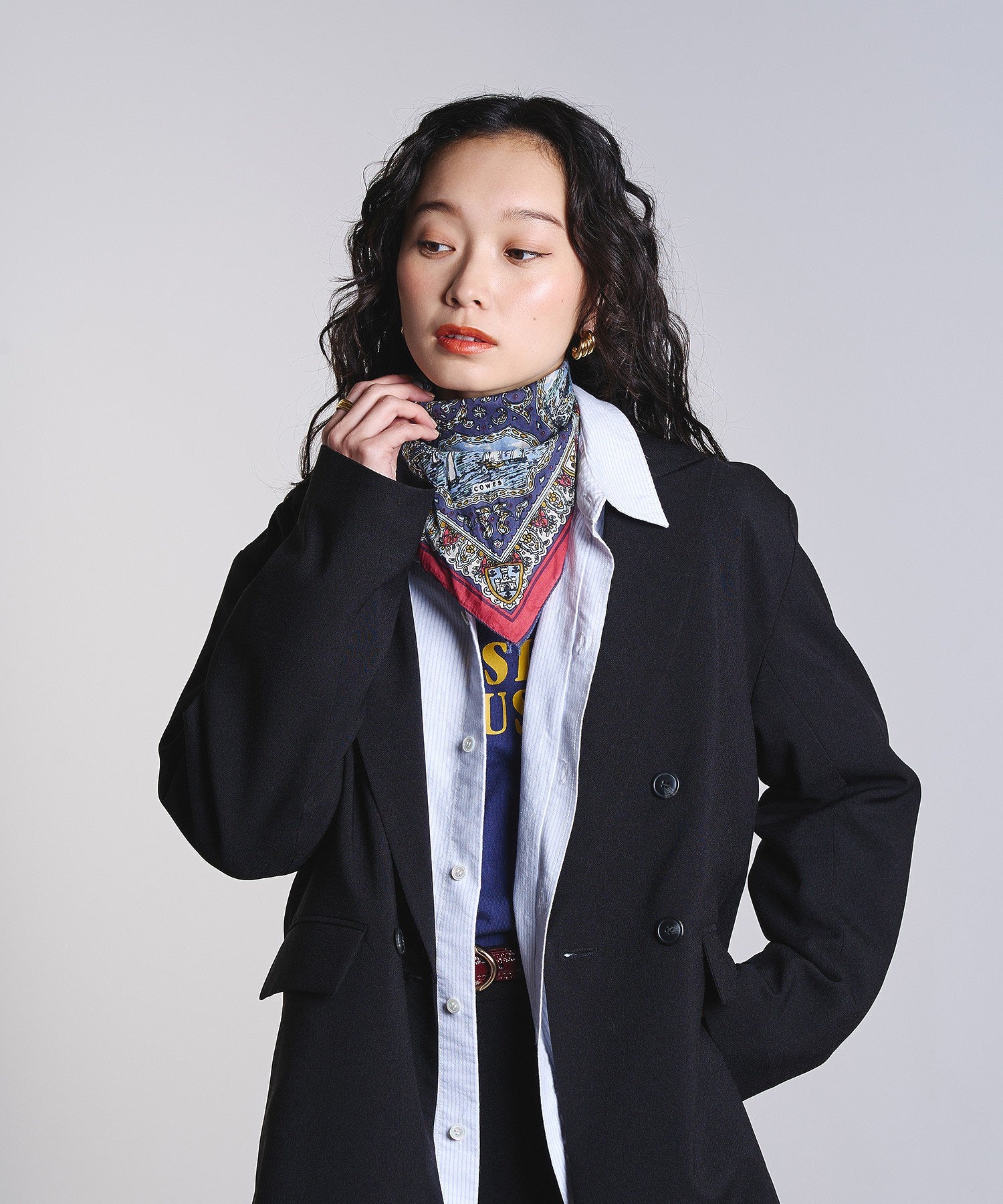 BINDU/Cotton Voile Wight Map Bandana