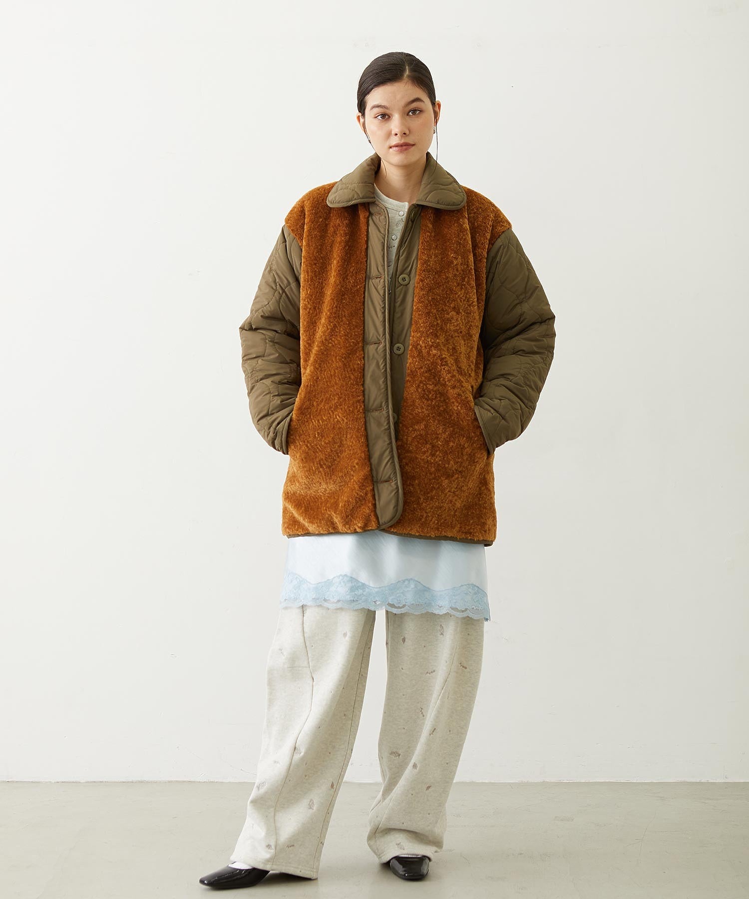 REVERSIBLE QUILTED LOGO LONG COAT