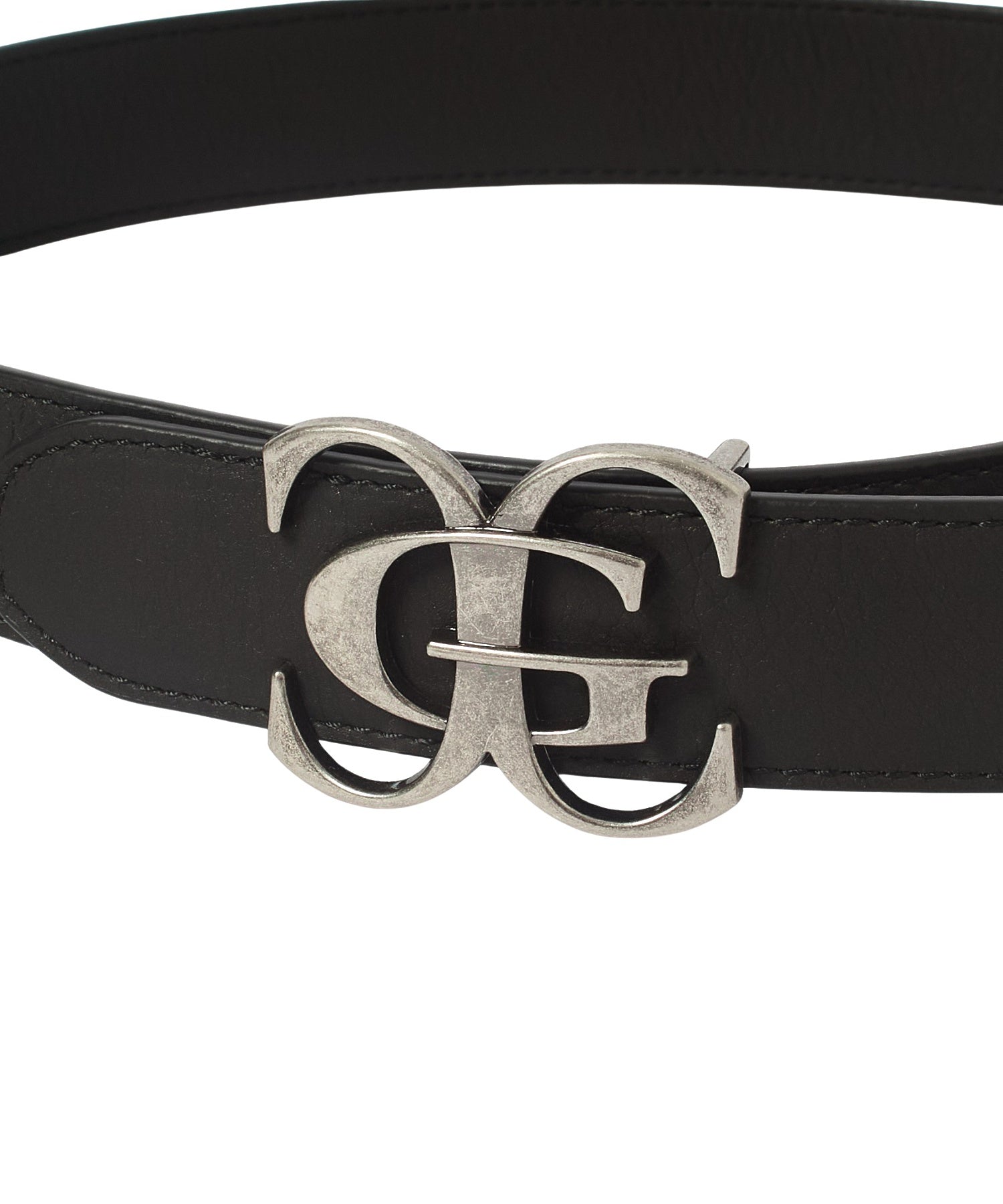 METAL XG EMBLEM BUCKLE FADED FAUX LEATHER BELT