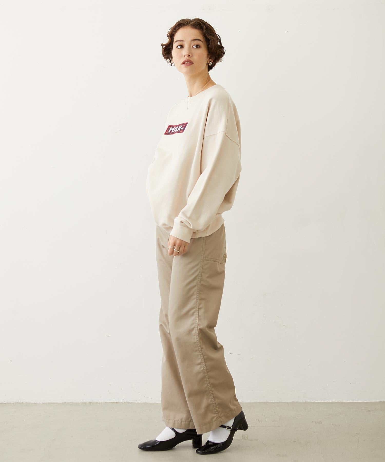 CHECKERED BAR LOGO SWEAT TOP