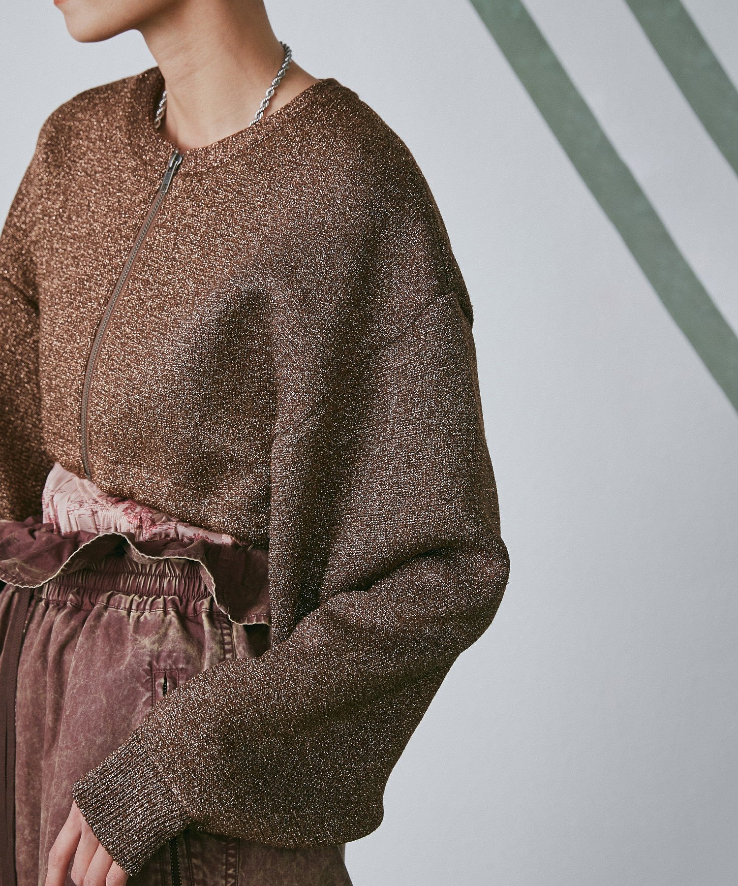 ラメニットブルゾン