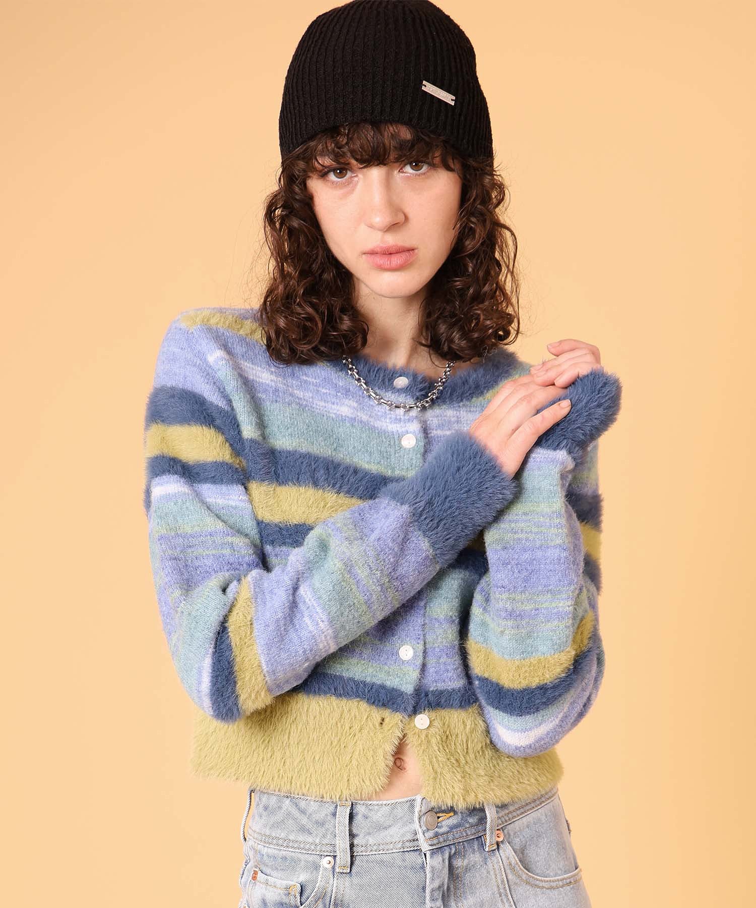 マルチボーダーシャギーカーディガン