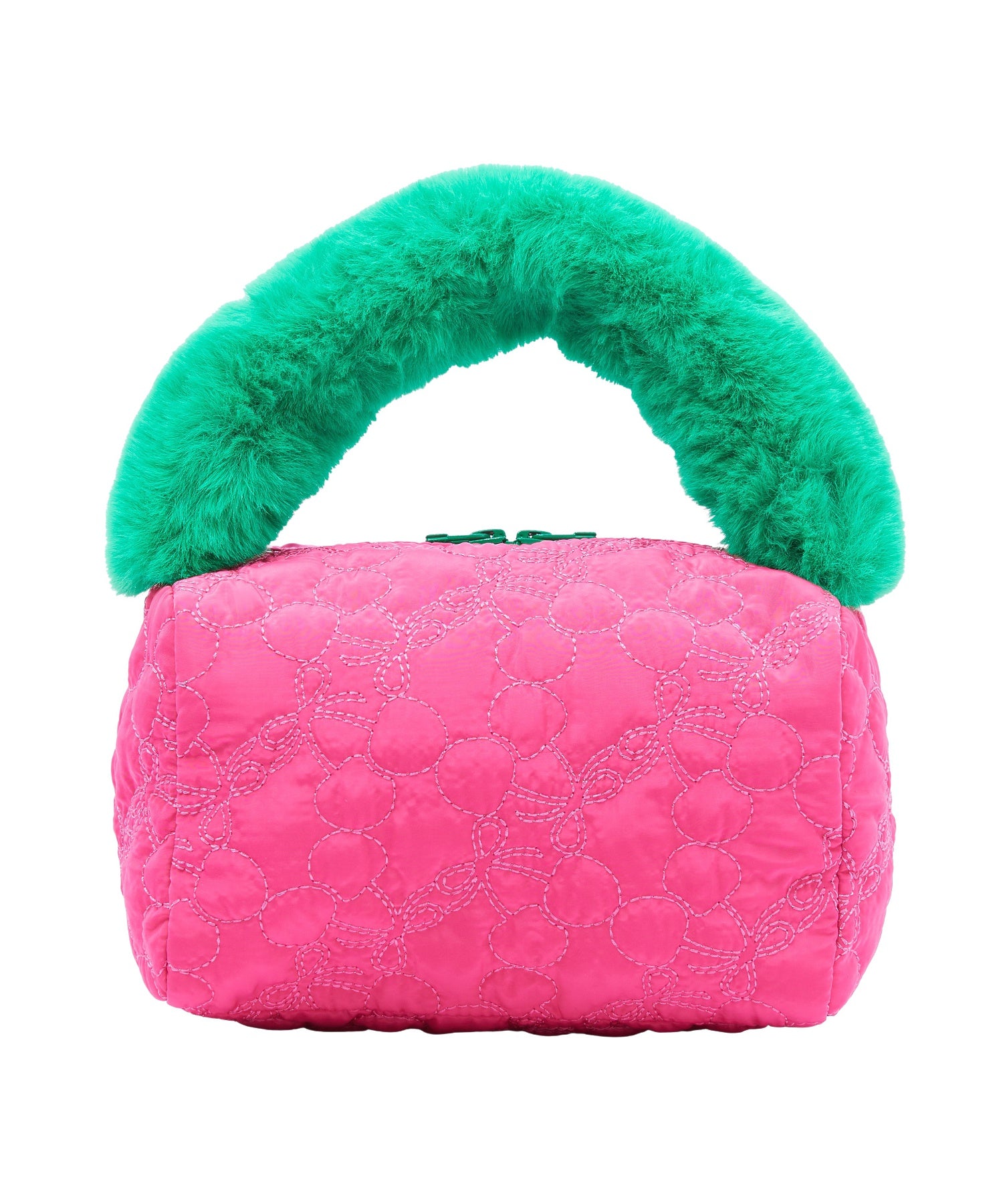 CHERRY QUILTED FUR HANDLE BAG