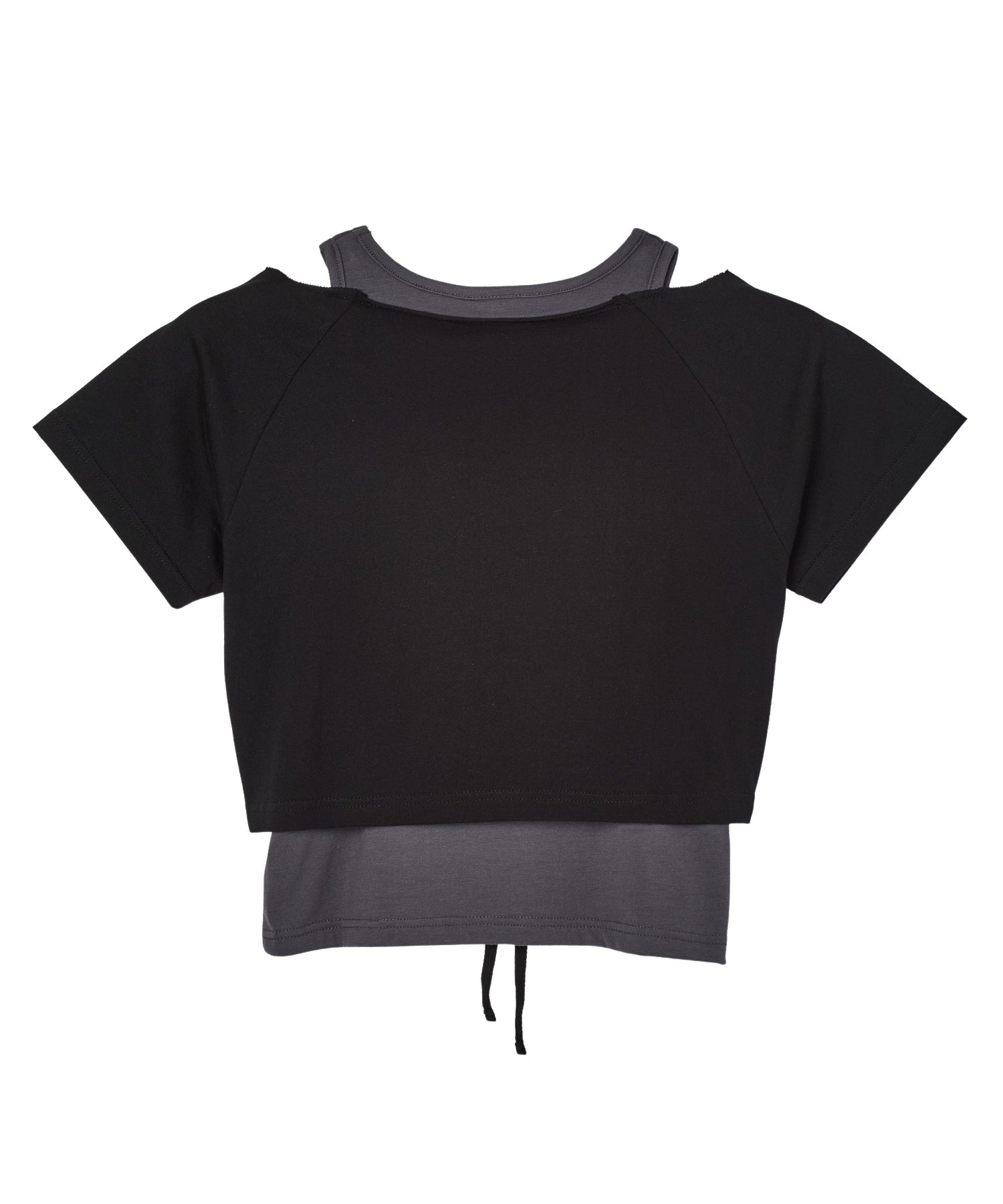 LAYERED STYLE PANELED GRAPHIC S/S TOP