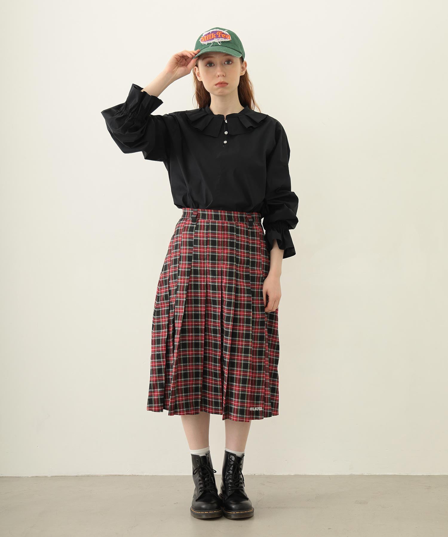PLEATED PLAID SKIRT