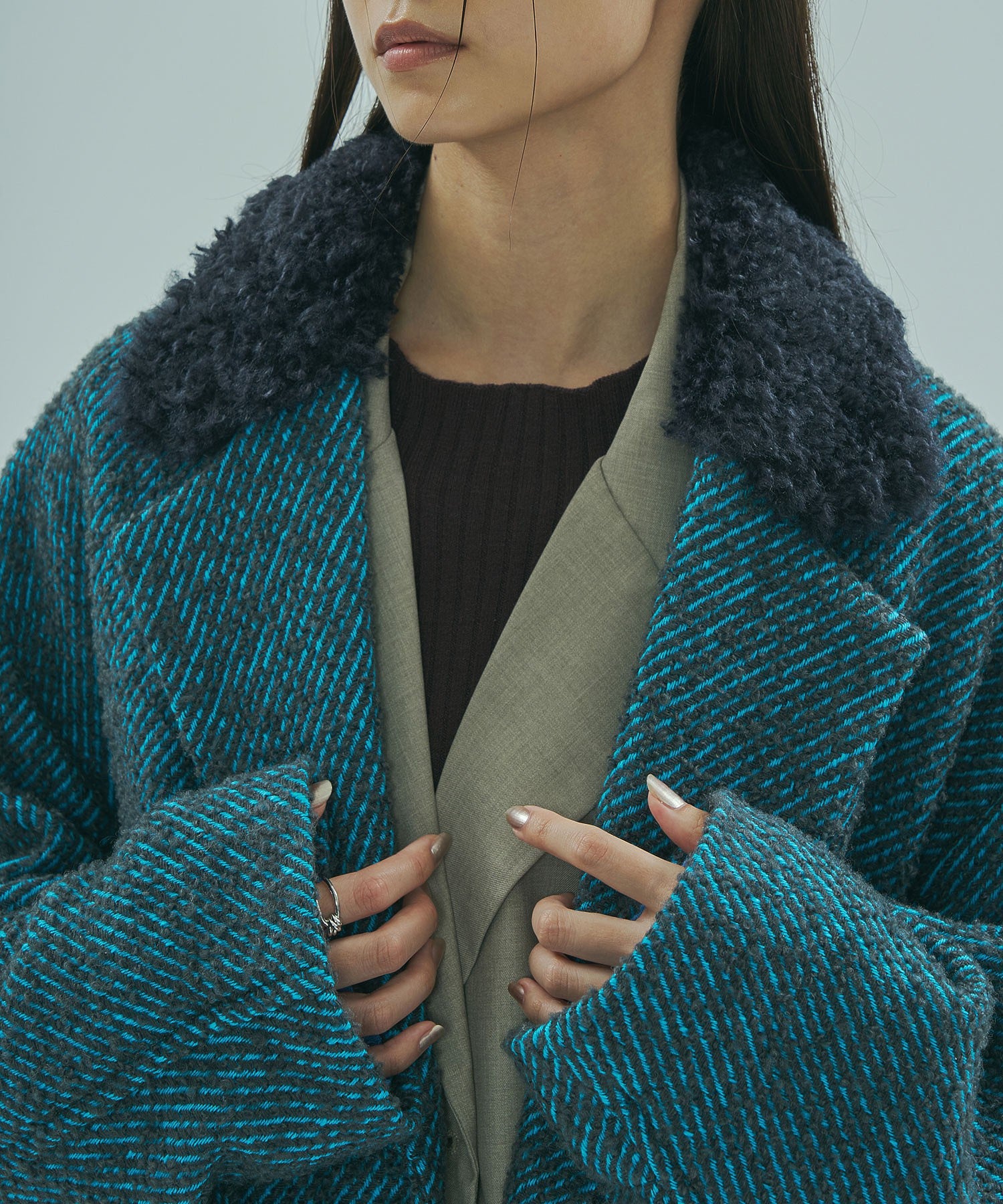 mici/TWEED TAILORED COLLAR COAT