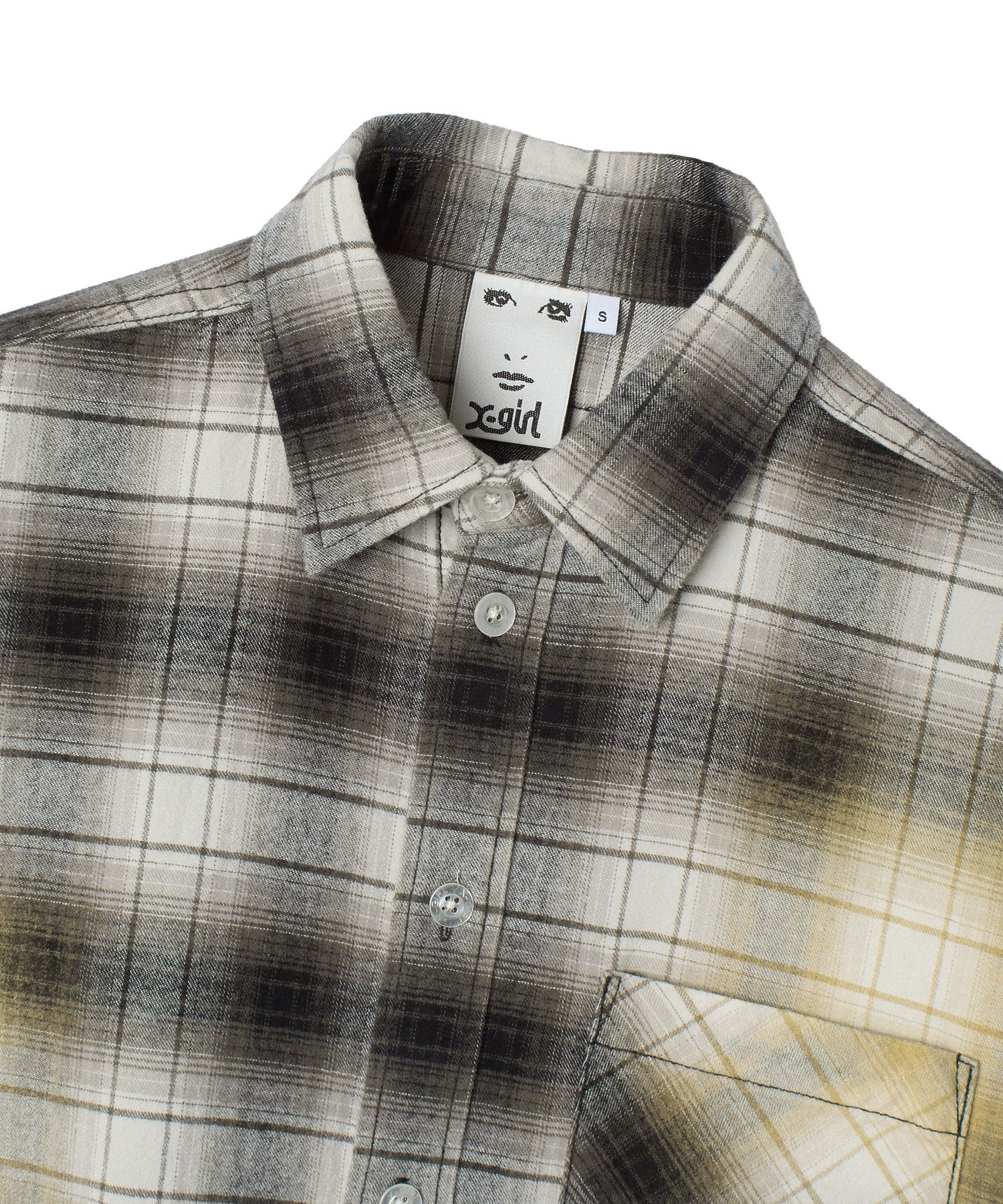 BLEACHED PLAID L/S SHIRT