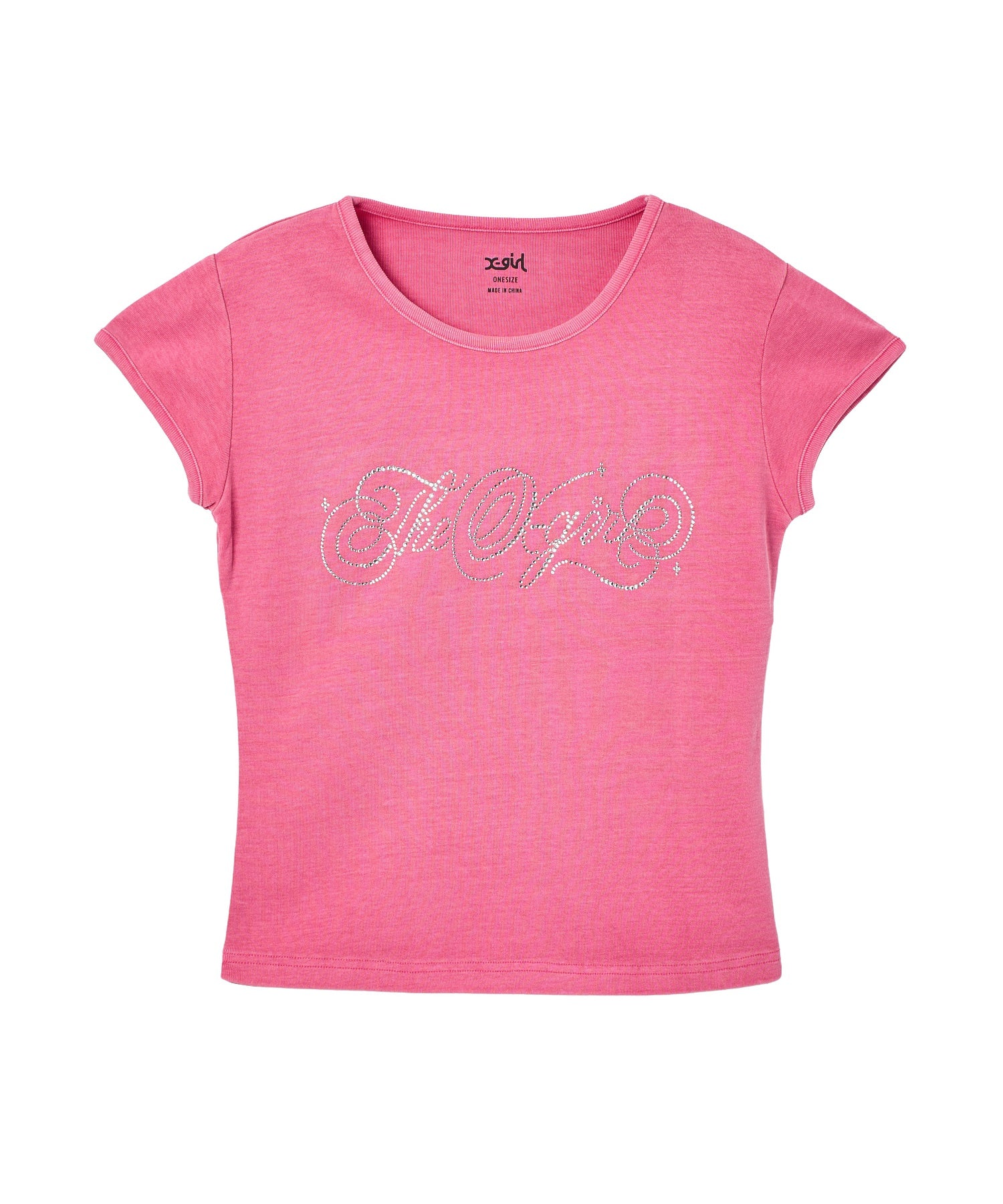 RHINESTONE DECORATIVE SCRIPT LOGO S/S BABY TEE