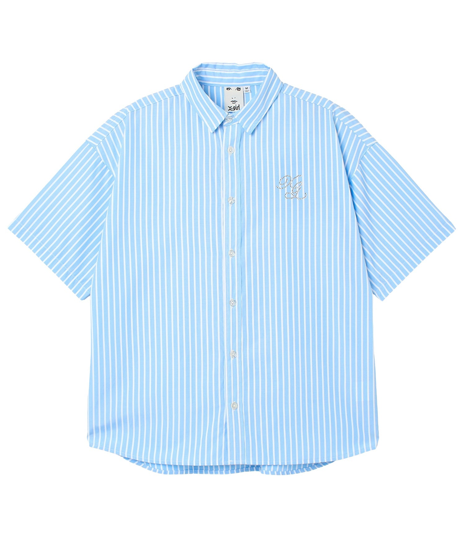 STRIPED RHINESTONE S/S SHIRT