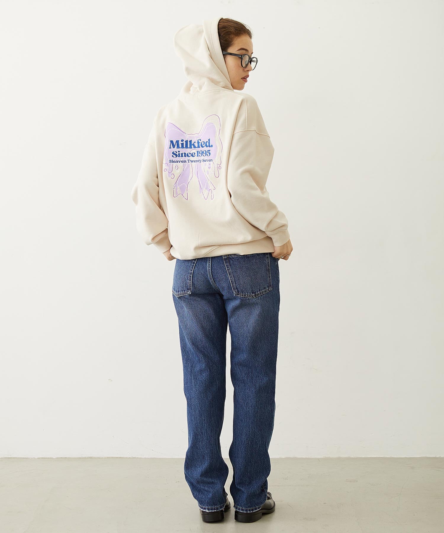 RIBBON EMBROIDERY SWEAT HOODIE