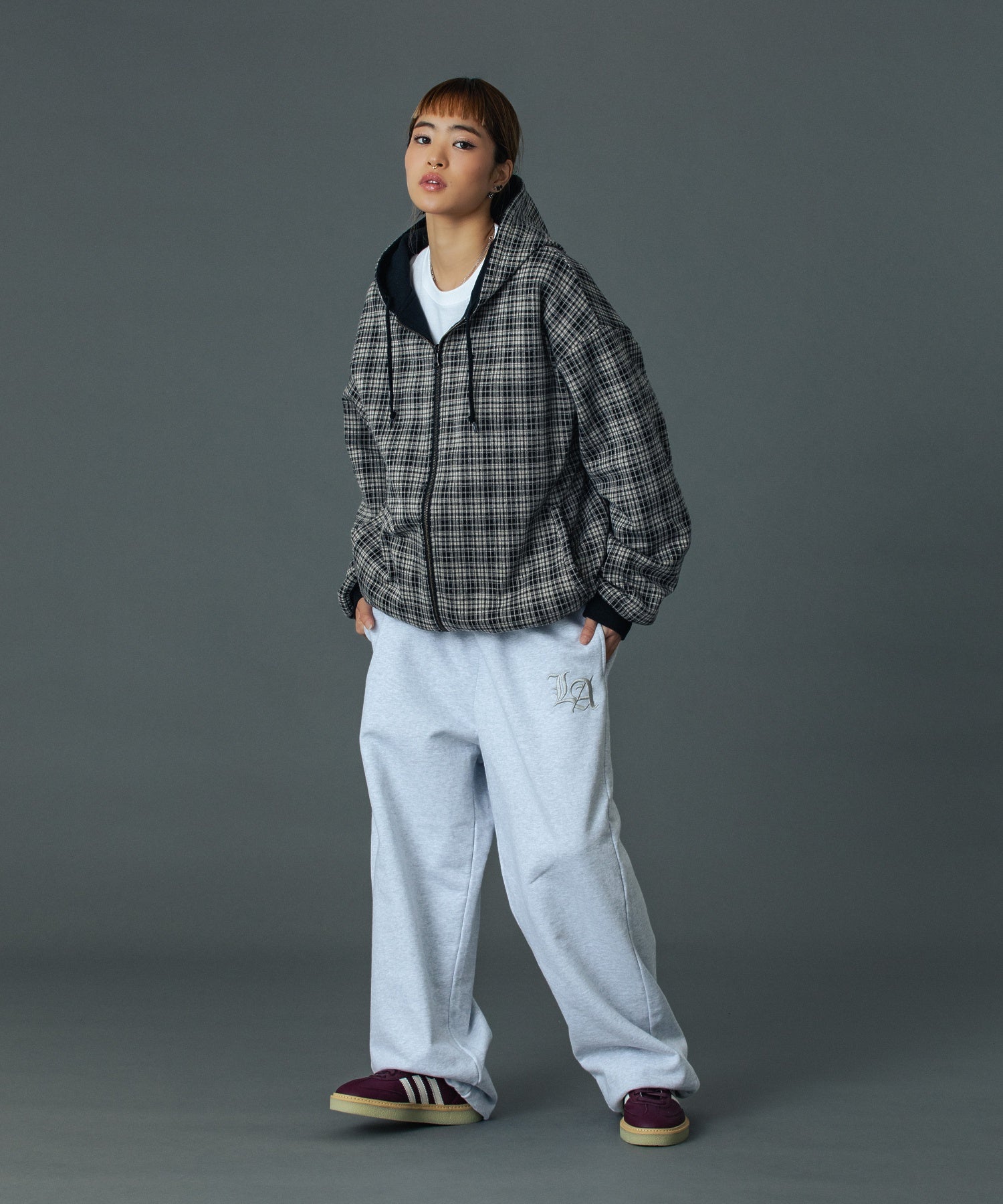 REVERSIBLE ZIP UP HOODED SWEATSHIRT