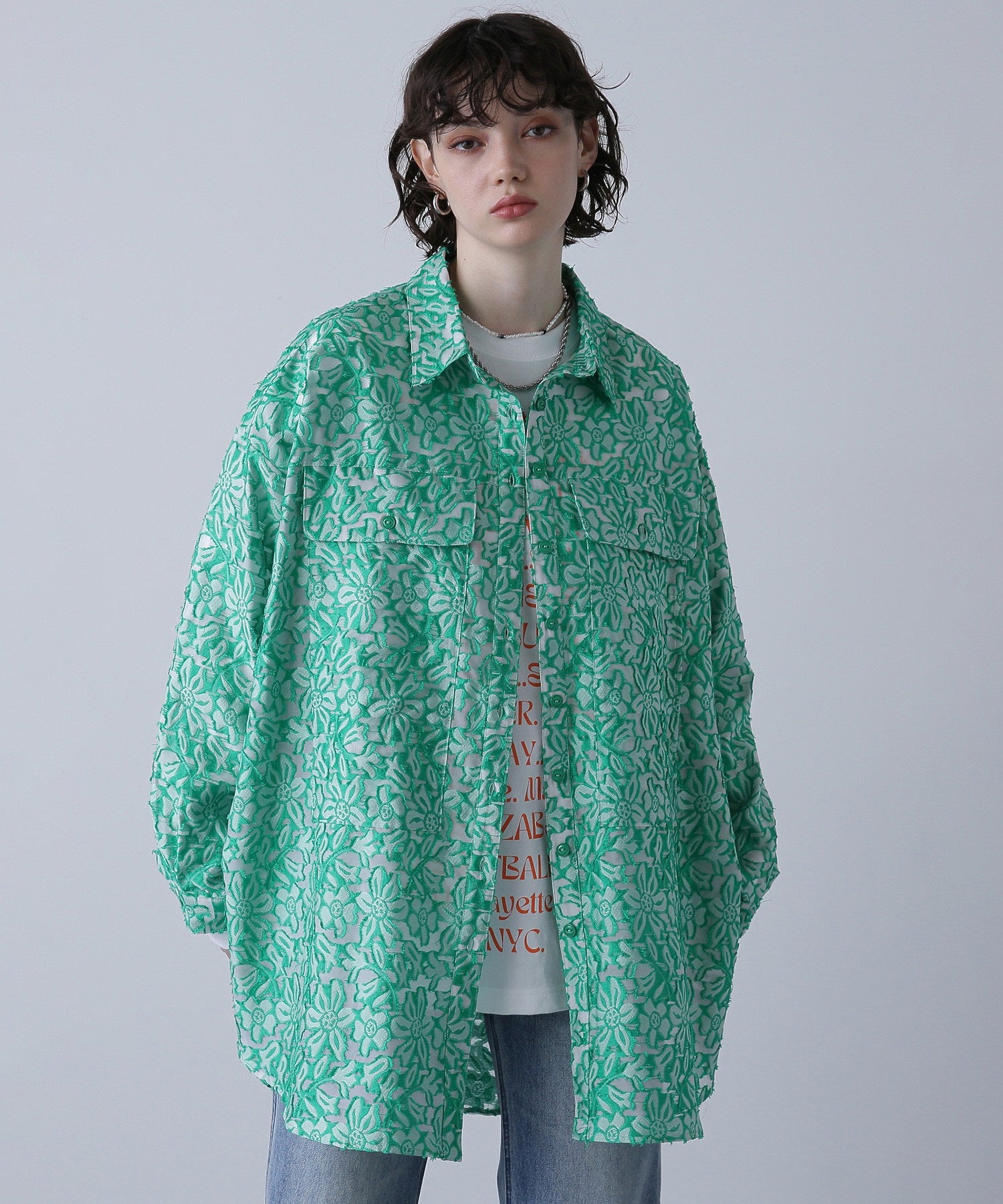 GENE HEAVENS/フラワーシアードビー ワークポケットビッグシャツ