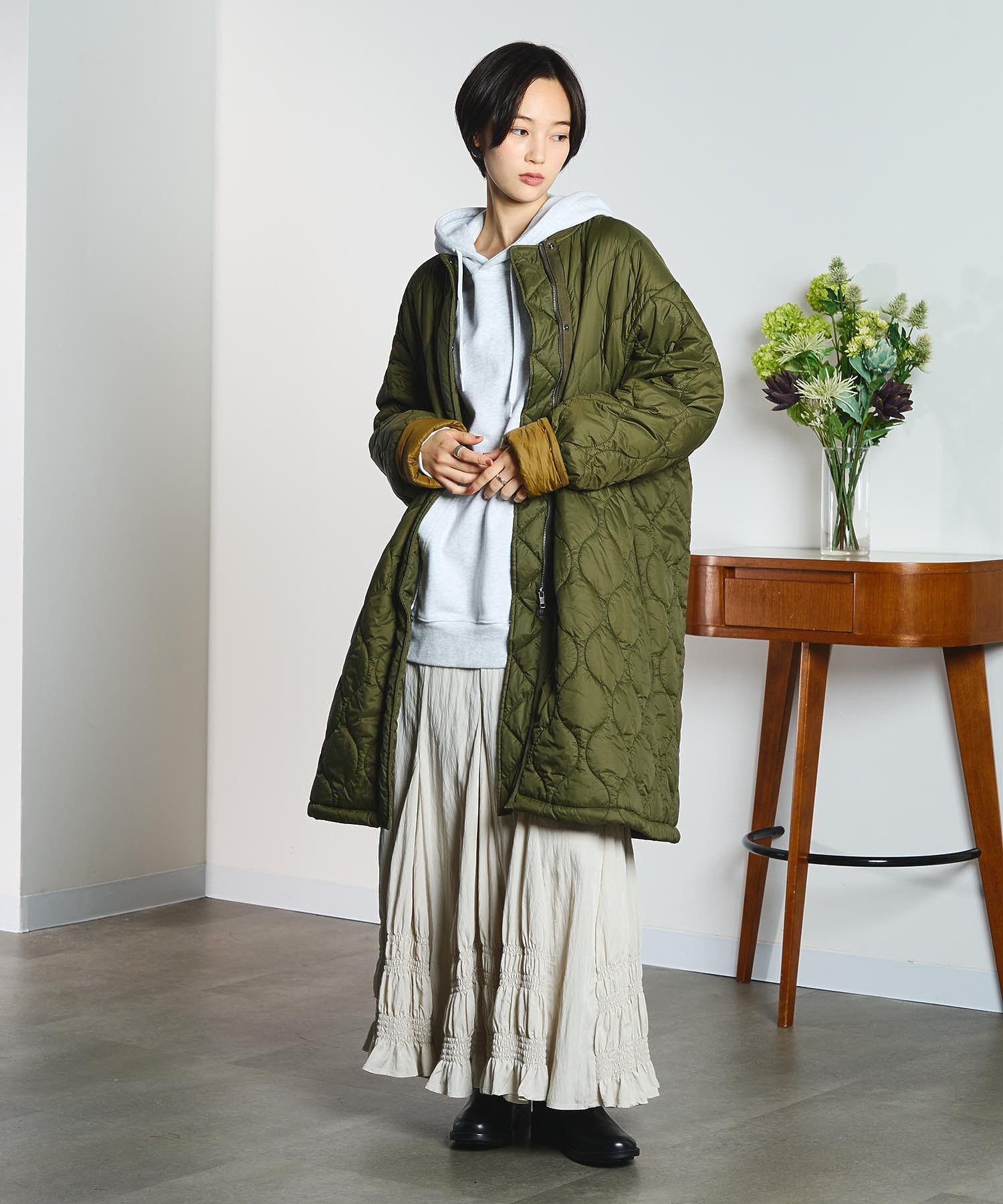 LONG SHIRRED SKIRT