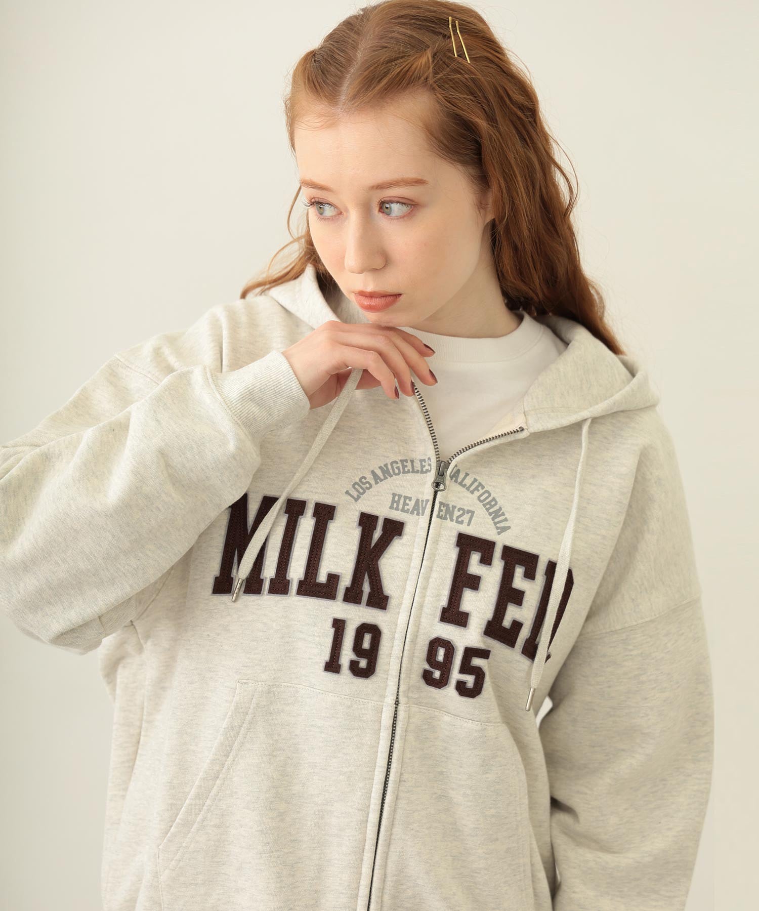 COLLEGE PATCH ZIP UP HOODIE