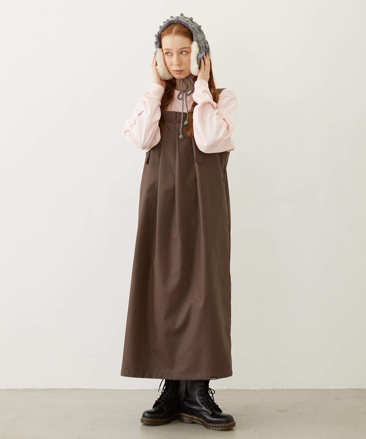 FAUX LEATHER TUCK DRESS