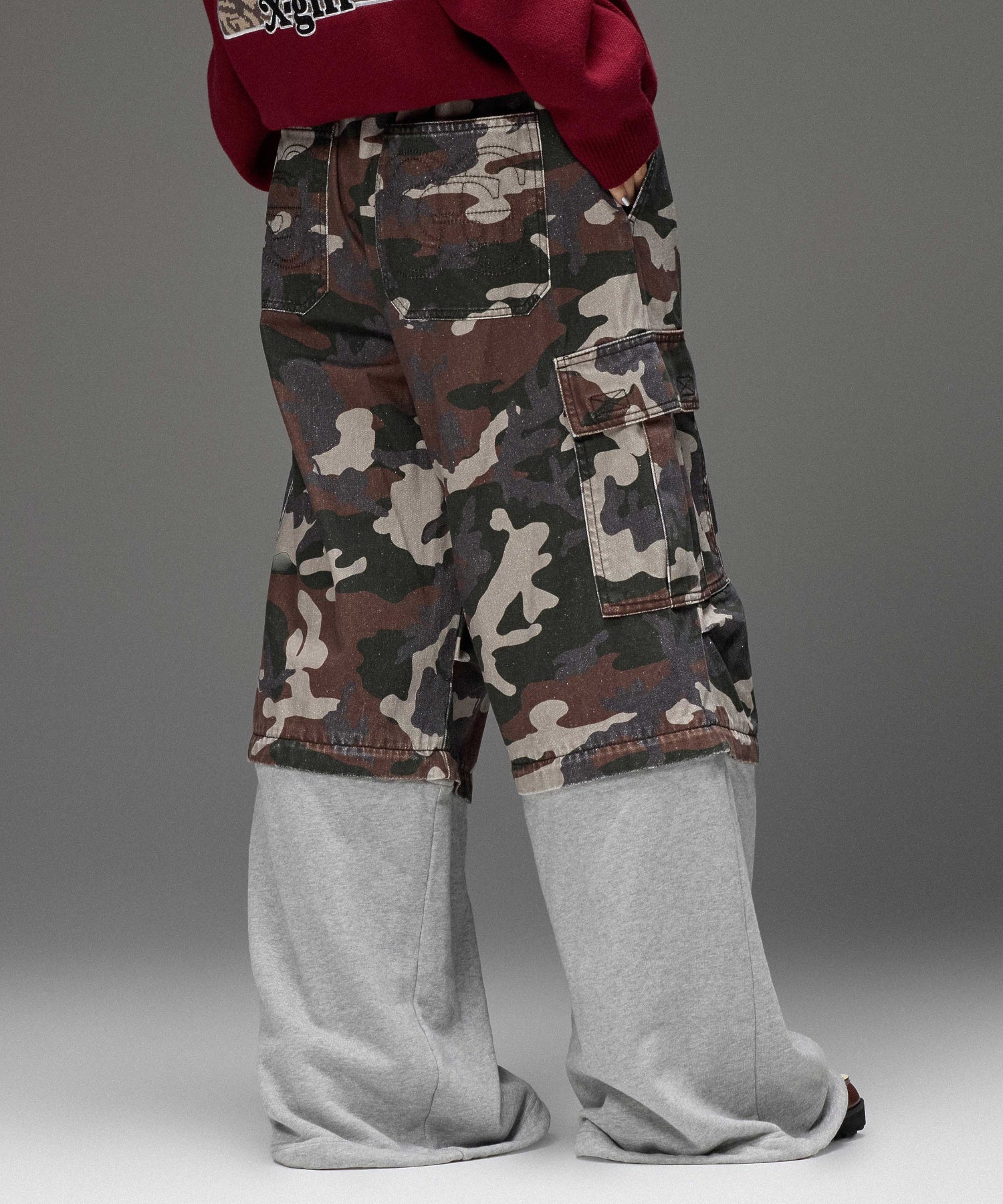 JERSEY MIX 2WAY WIDE LEG CARGO PANTS