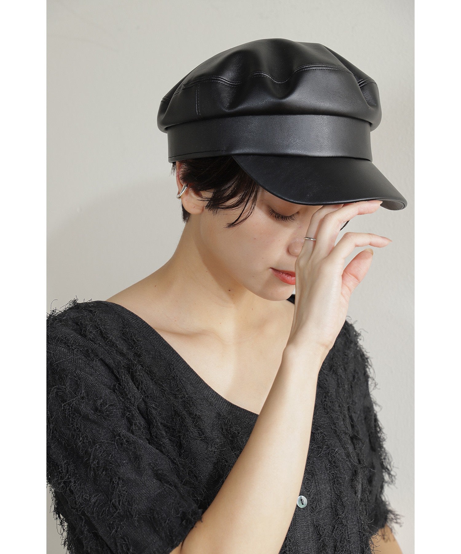 フェイクレザーマリンキャップ