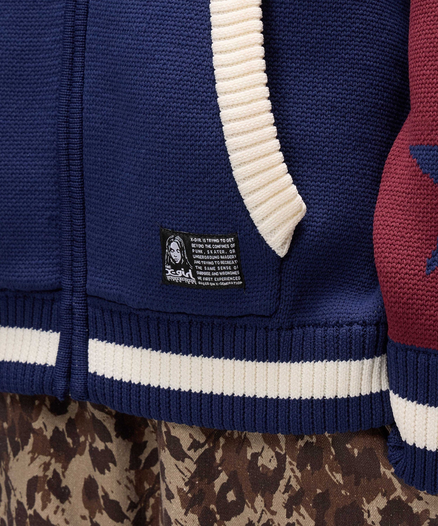 PATCH AND JACQUARD STADIUM KNIT JACKET
