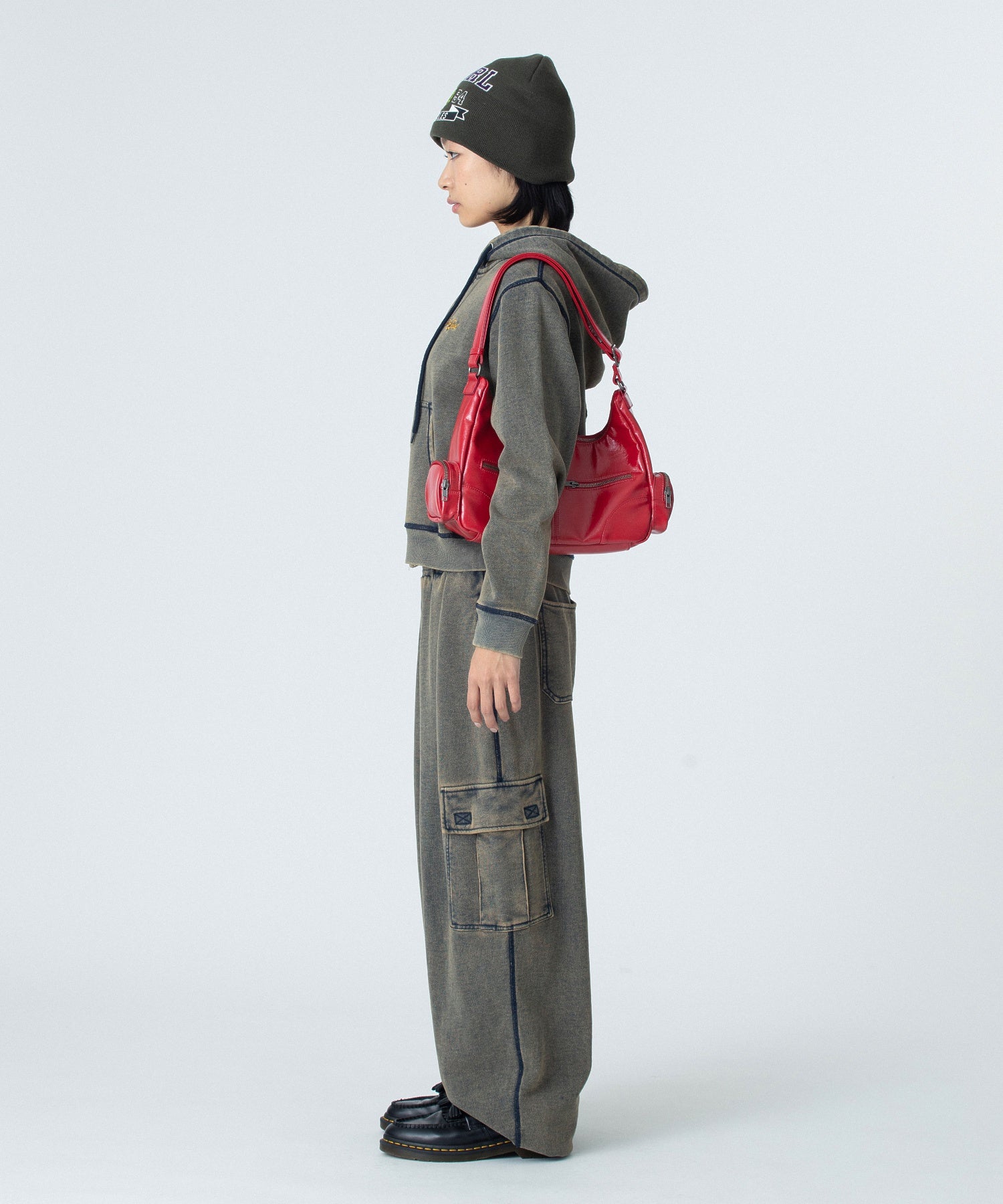 OVERDYED NUMBER PATCH ZIP UP HOODIE