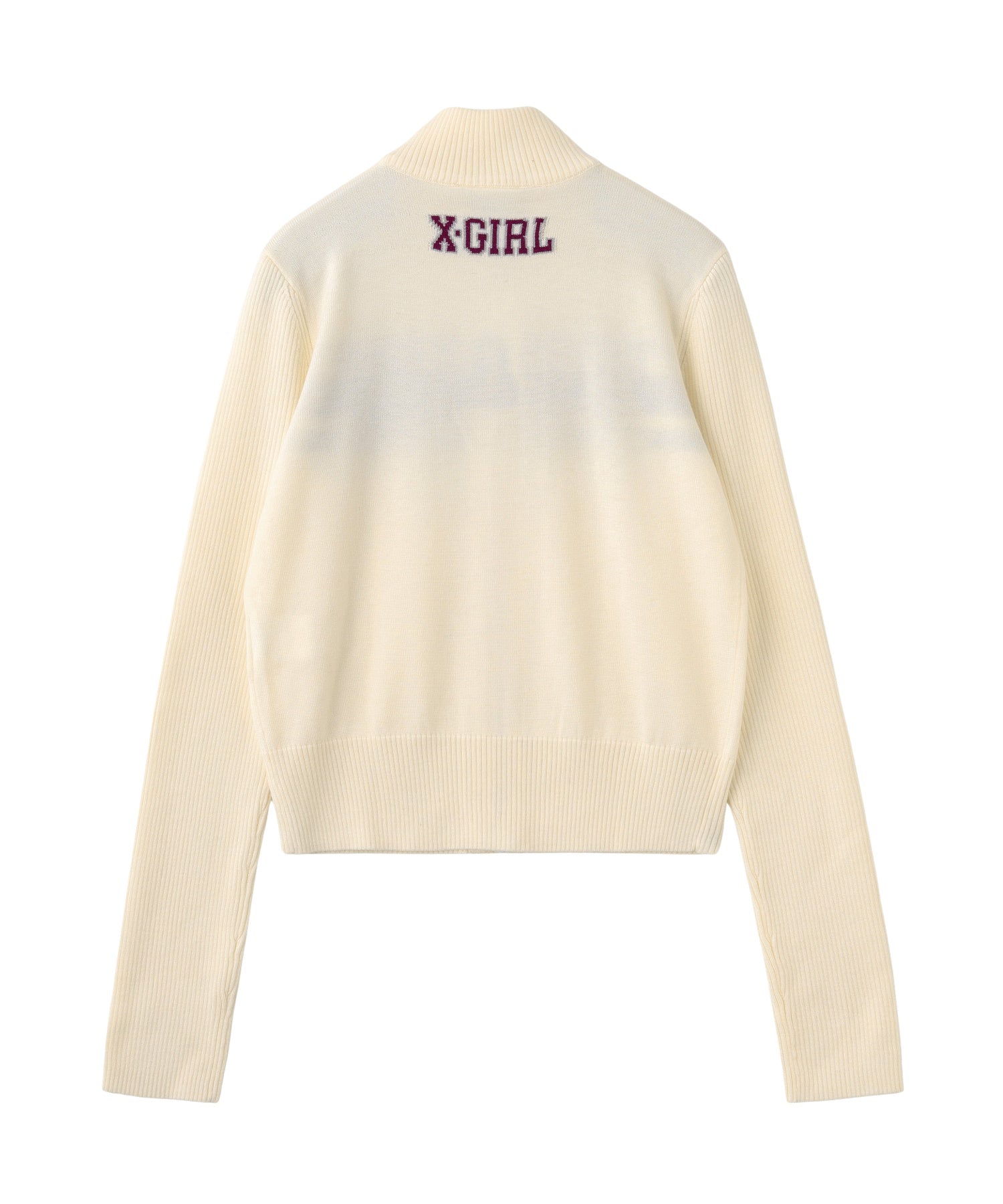 NUMBERING JACQUARD ZIP UP KNIT TOP