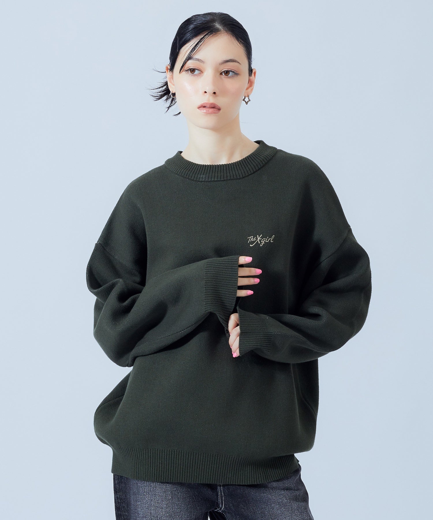 HAND DRAWN LOGO AND FACE KNIT TOP