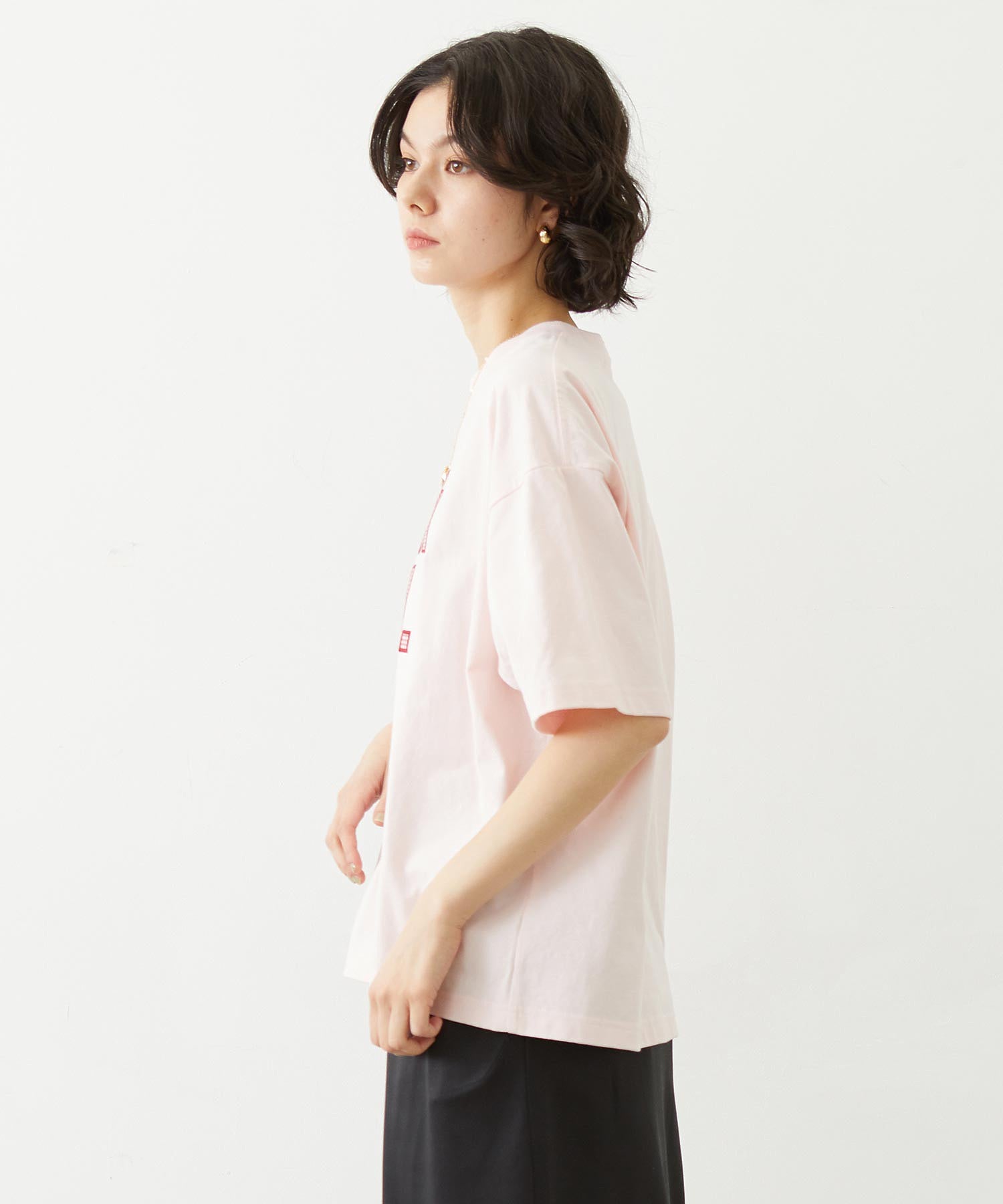 CUT OUT LOGO GINGHAM WIDE S/S TEE