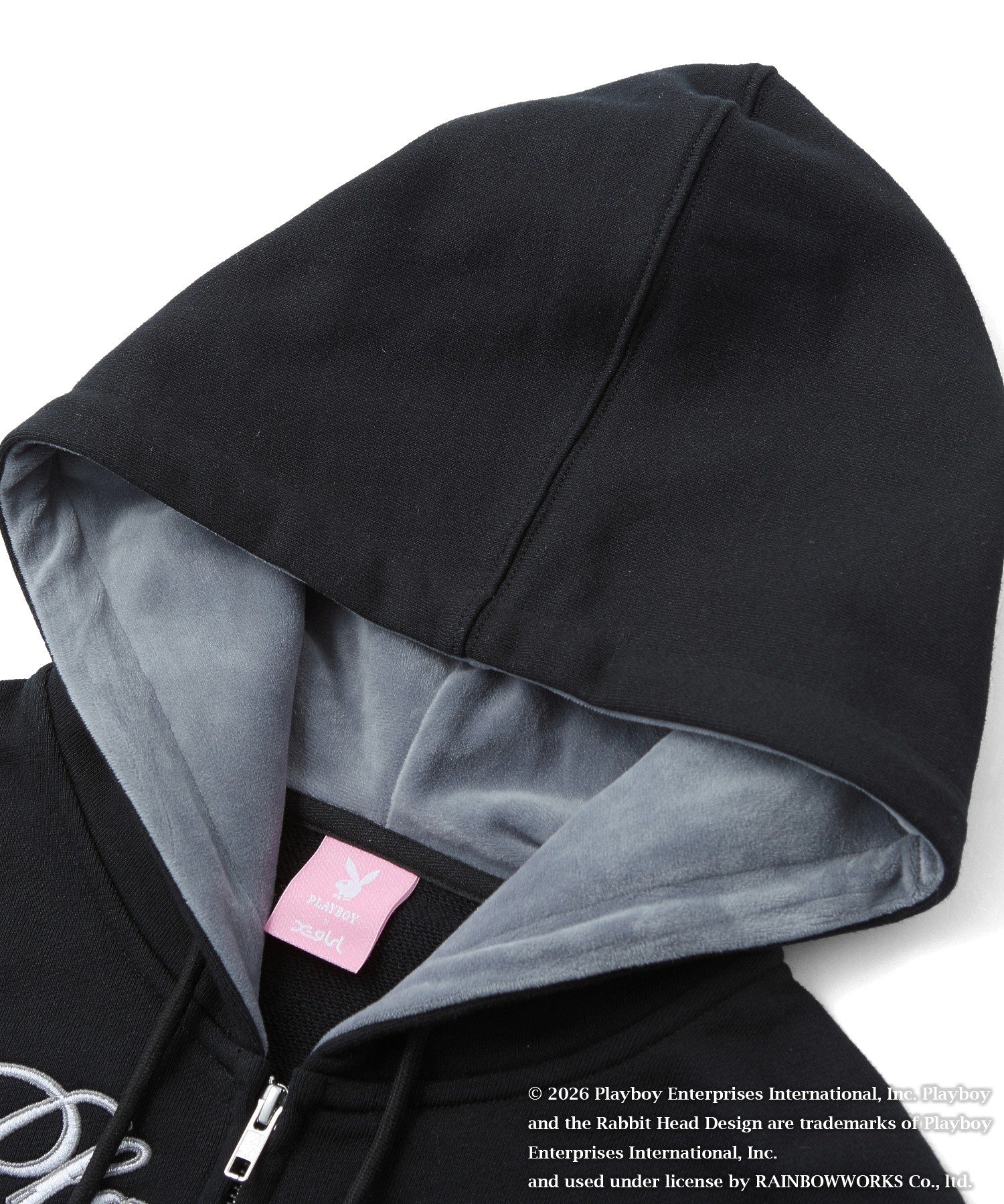 PLAYBOY × X-girl COMPACT ZIP UP SWEAT HOODIE