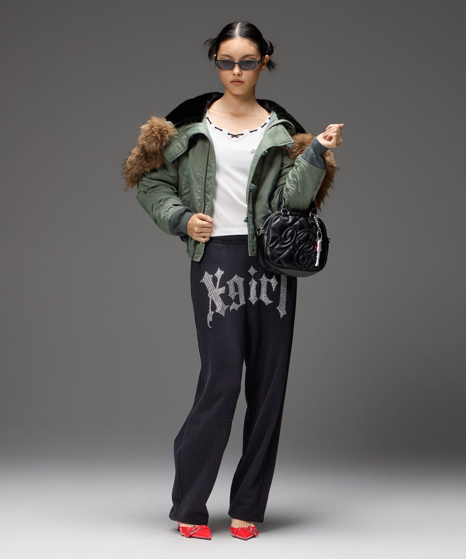 RHINESTONE BLACKLETTER LOGO SWEATPANTS