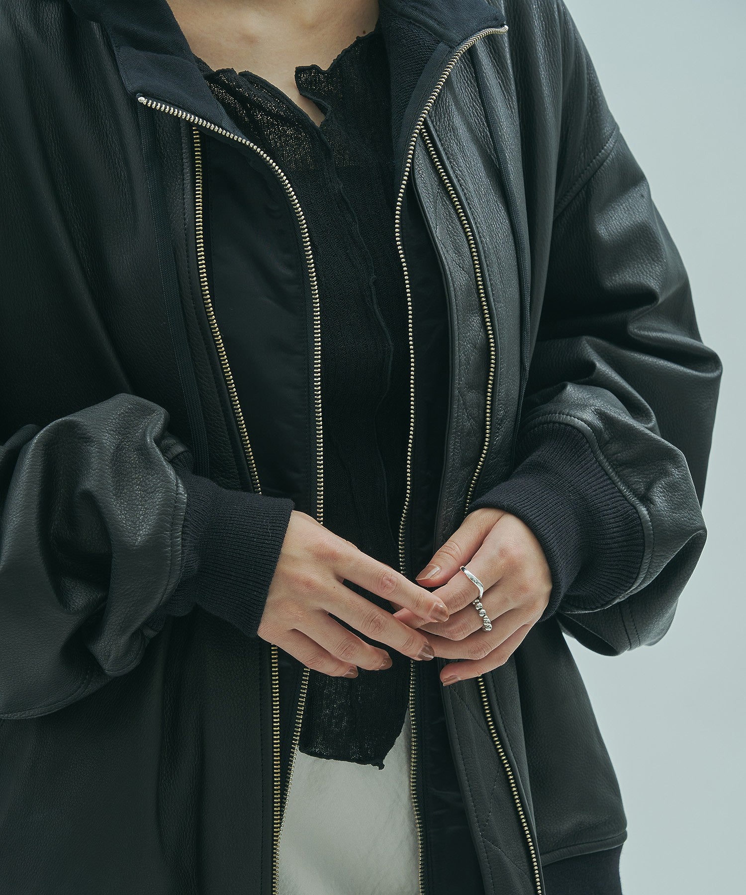 SISII x GENE HEAVENS/LEATHER BIG MA1 JACKET