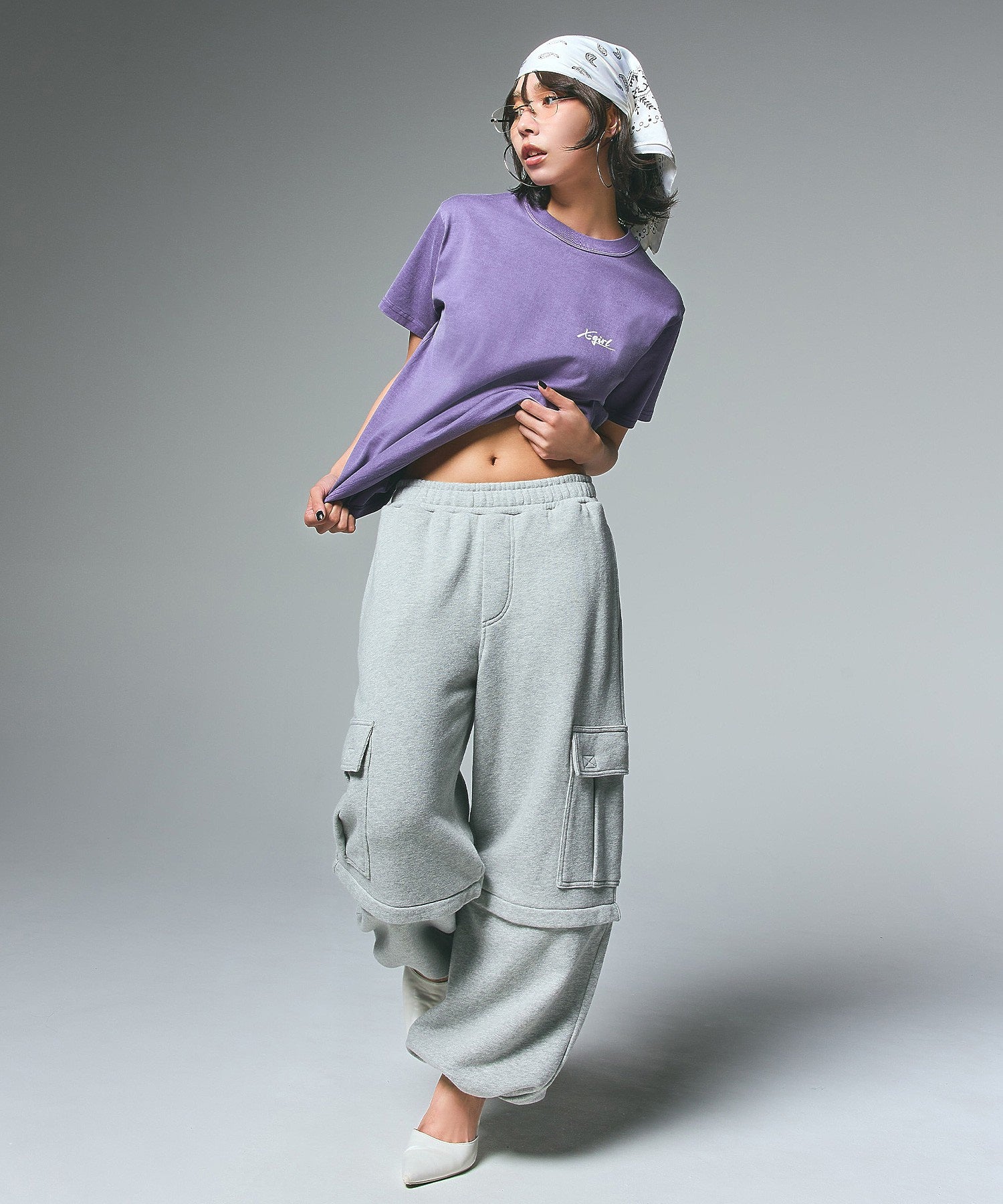 2WAY WIDE LEG CARGO SWEAT PANTS