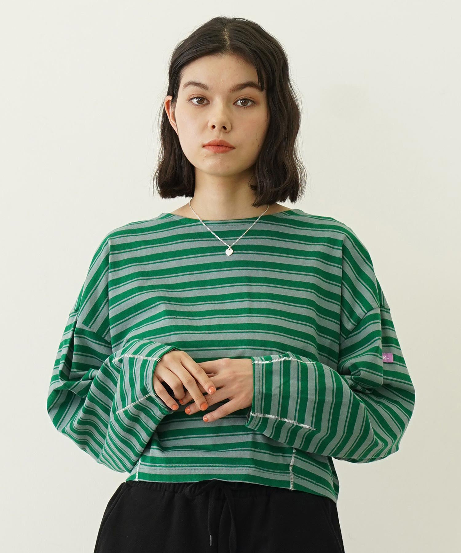 TUCK STRIPE L/S TOP