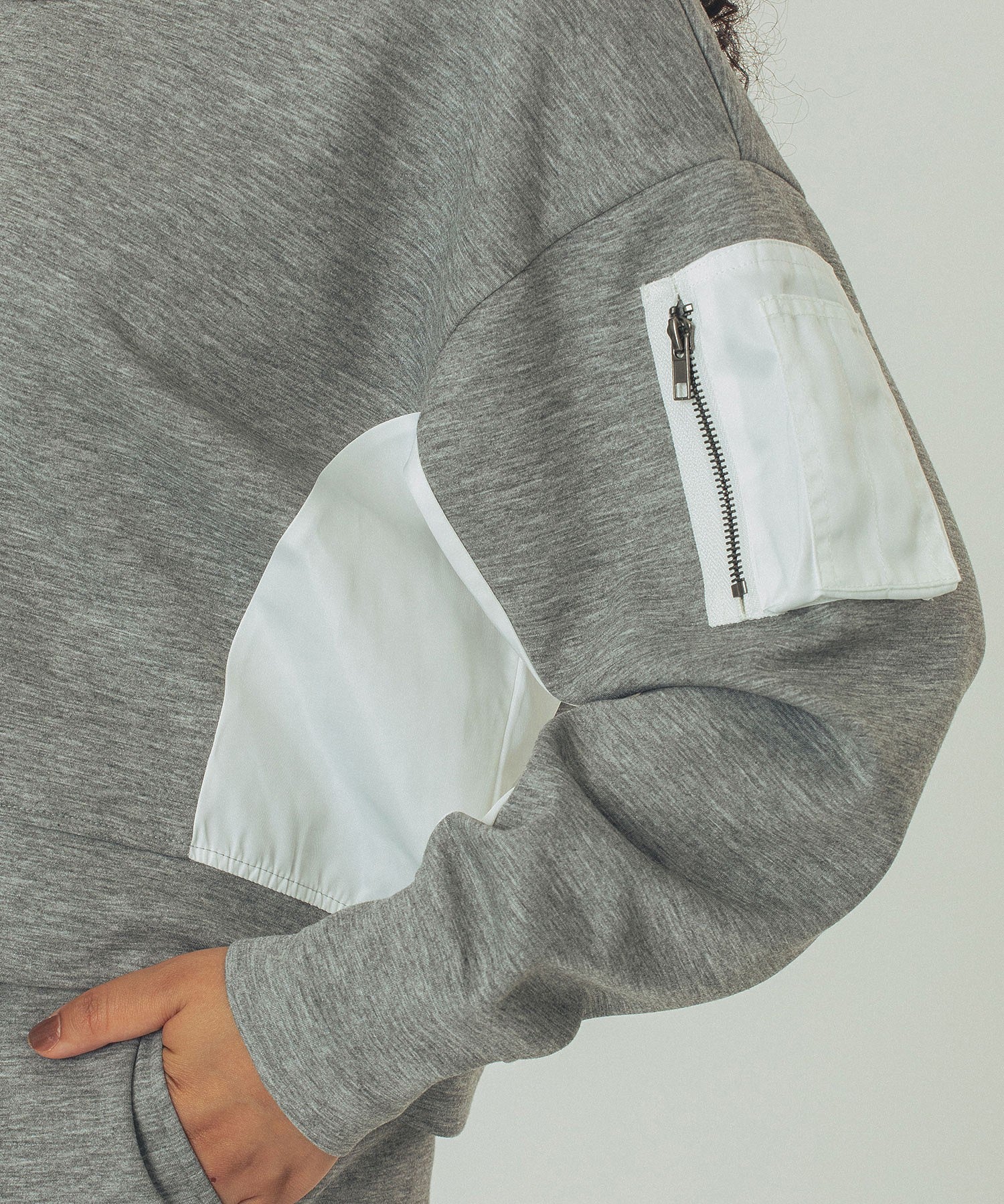 MIXED FABRIC TOP AND SKIRT SET