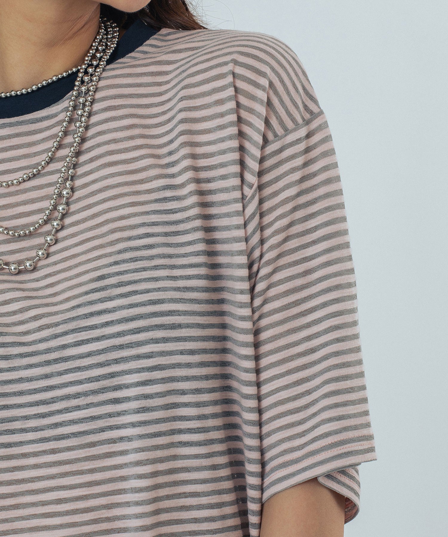 SHEER STRIPE S/S TOP