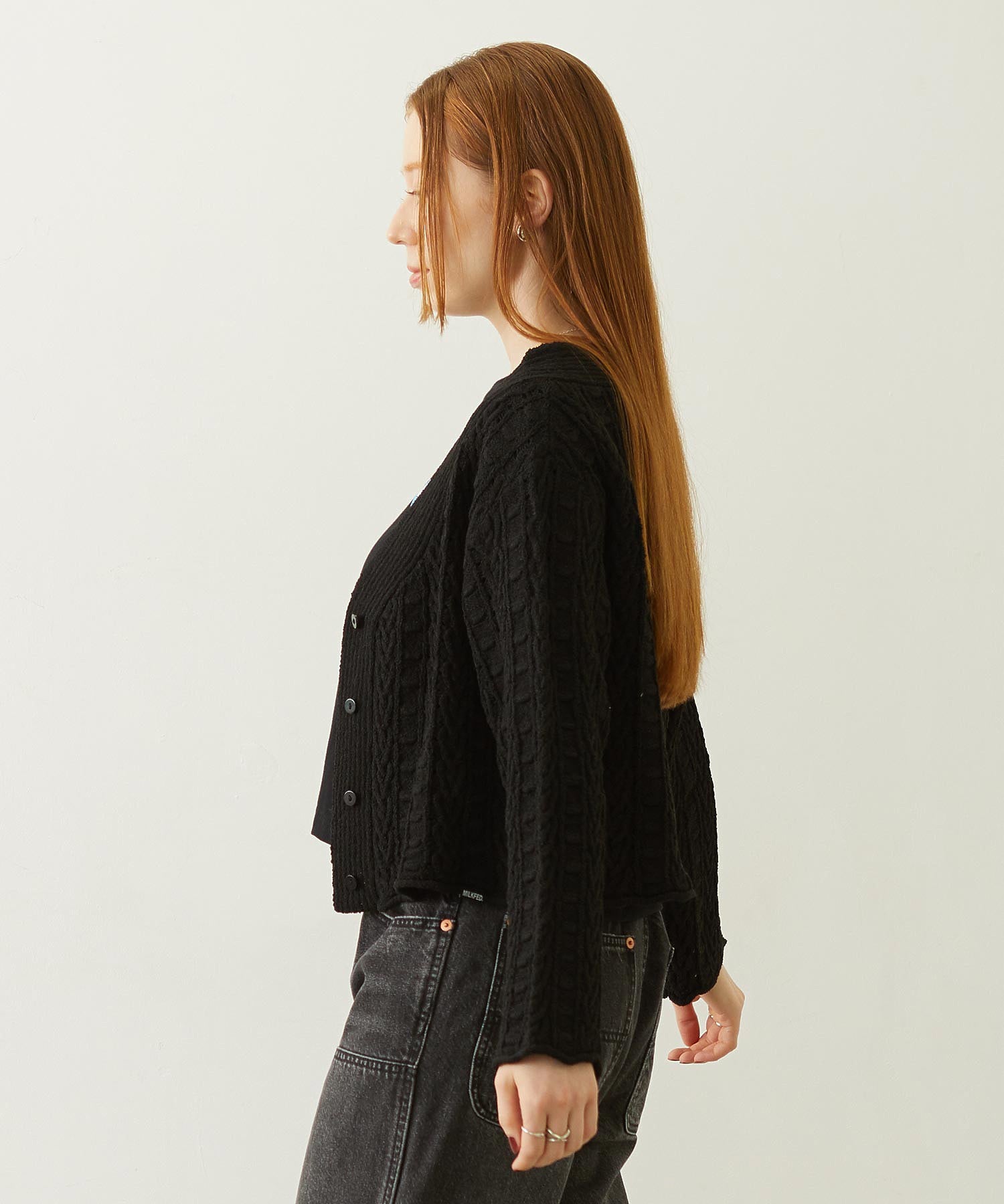 OPENWORK CABLE KNIT CARDIGAN