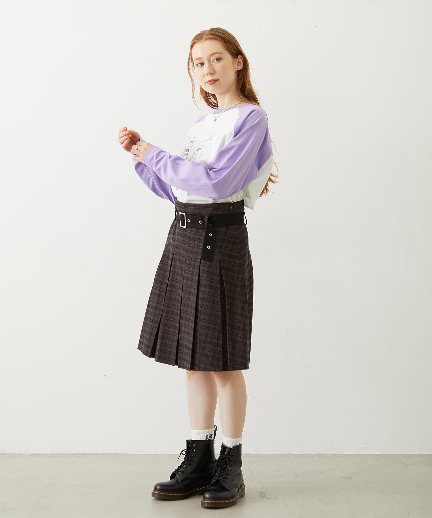 BELTED PLEATED SKIRT
