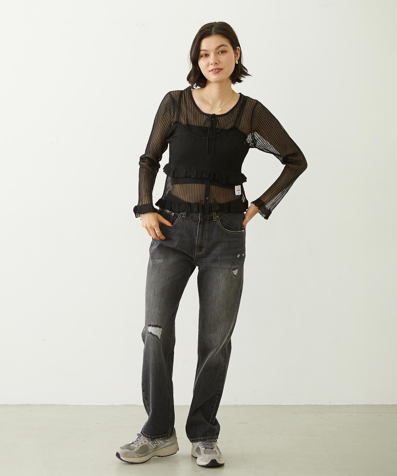 REPAIR DETAIL DENIM PANTS
