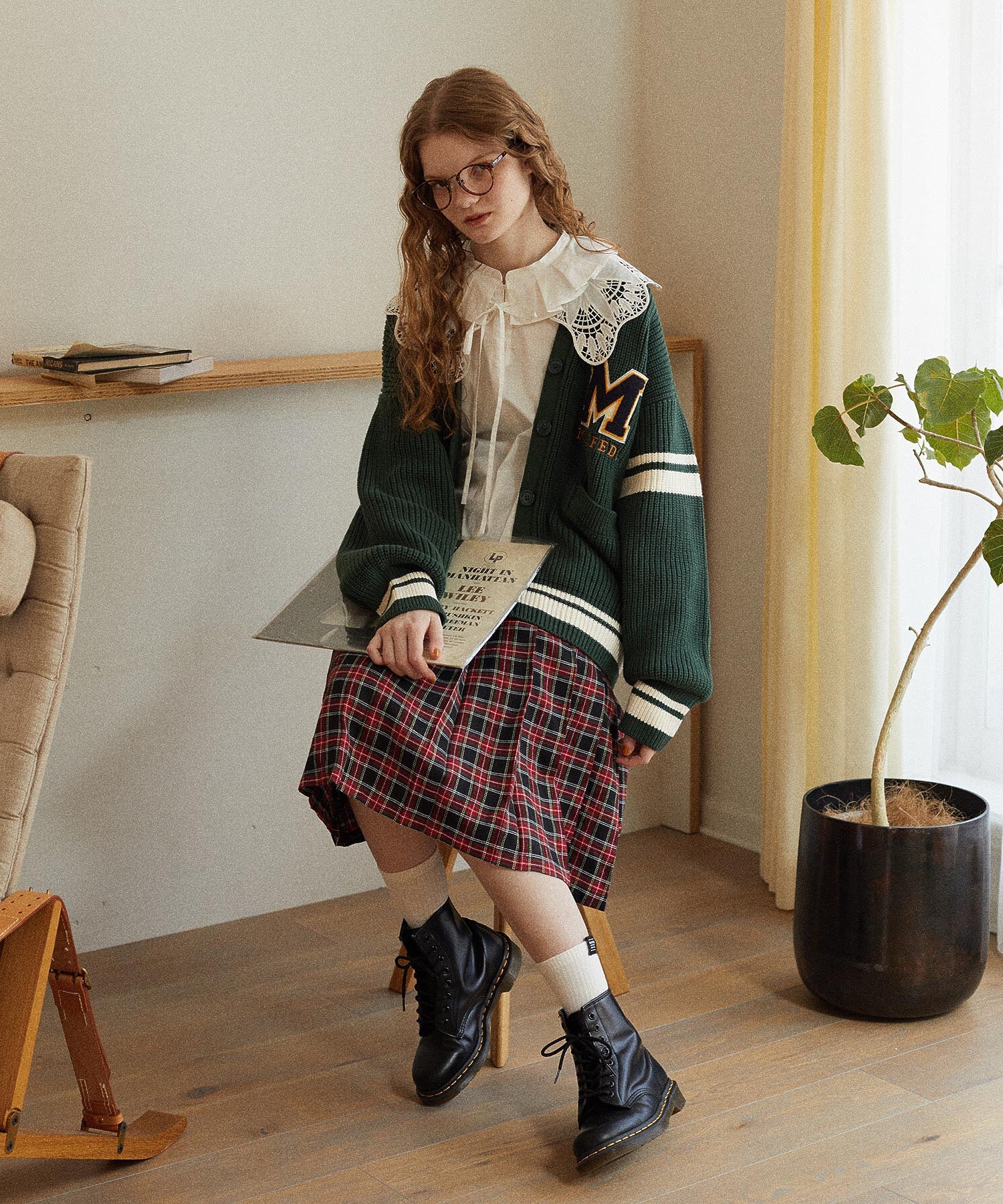 PLEATED PLAID SKIRT