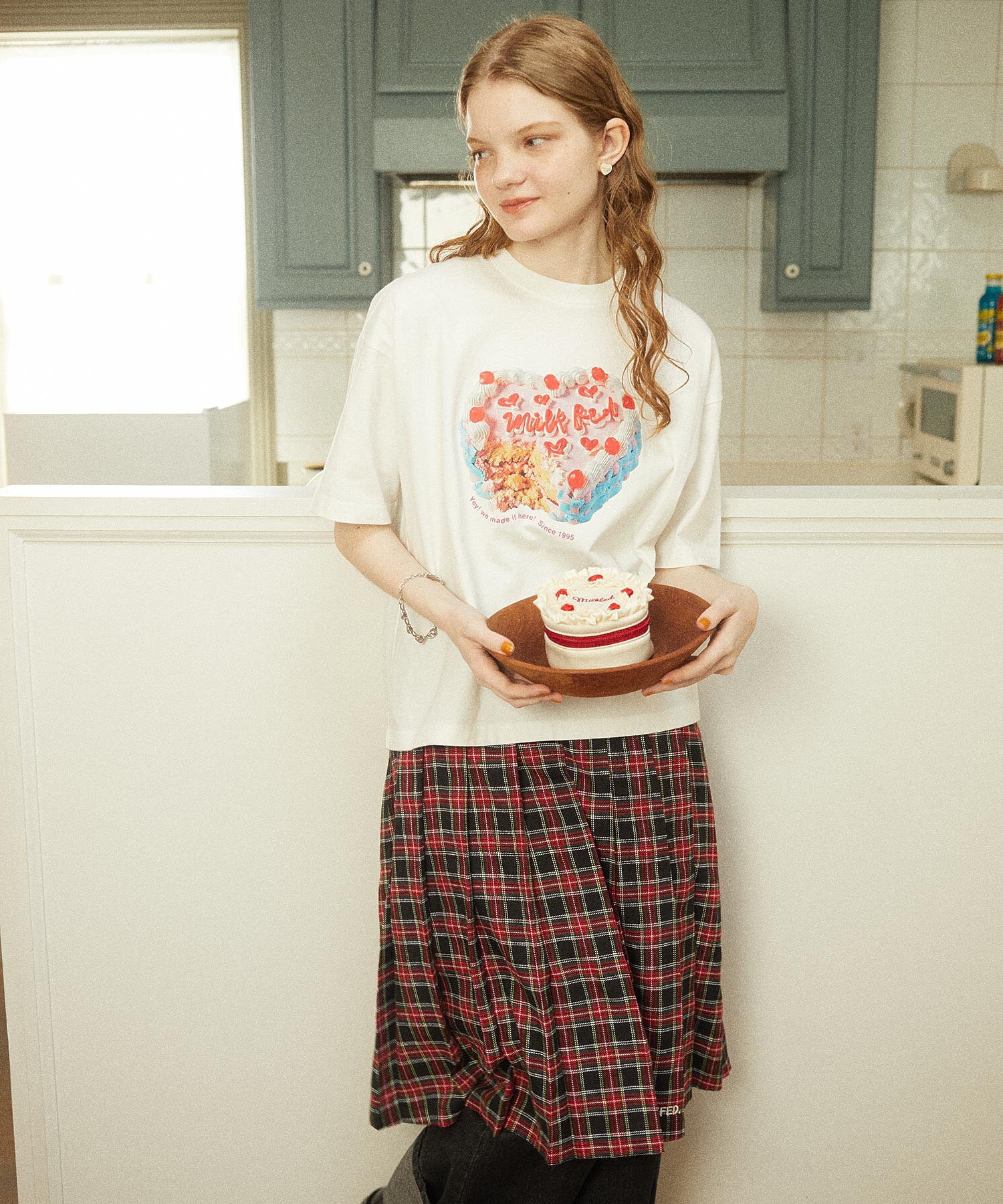PLEATED PLAID SKIRT