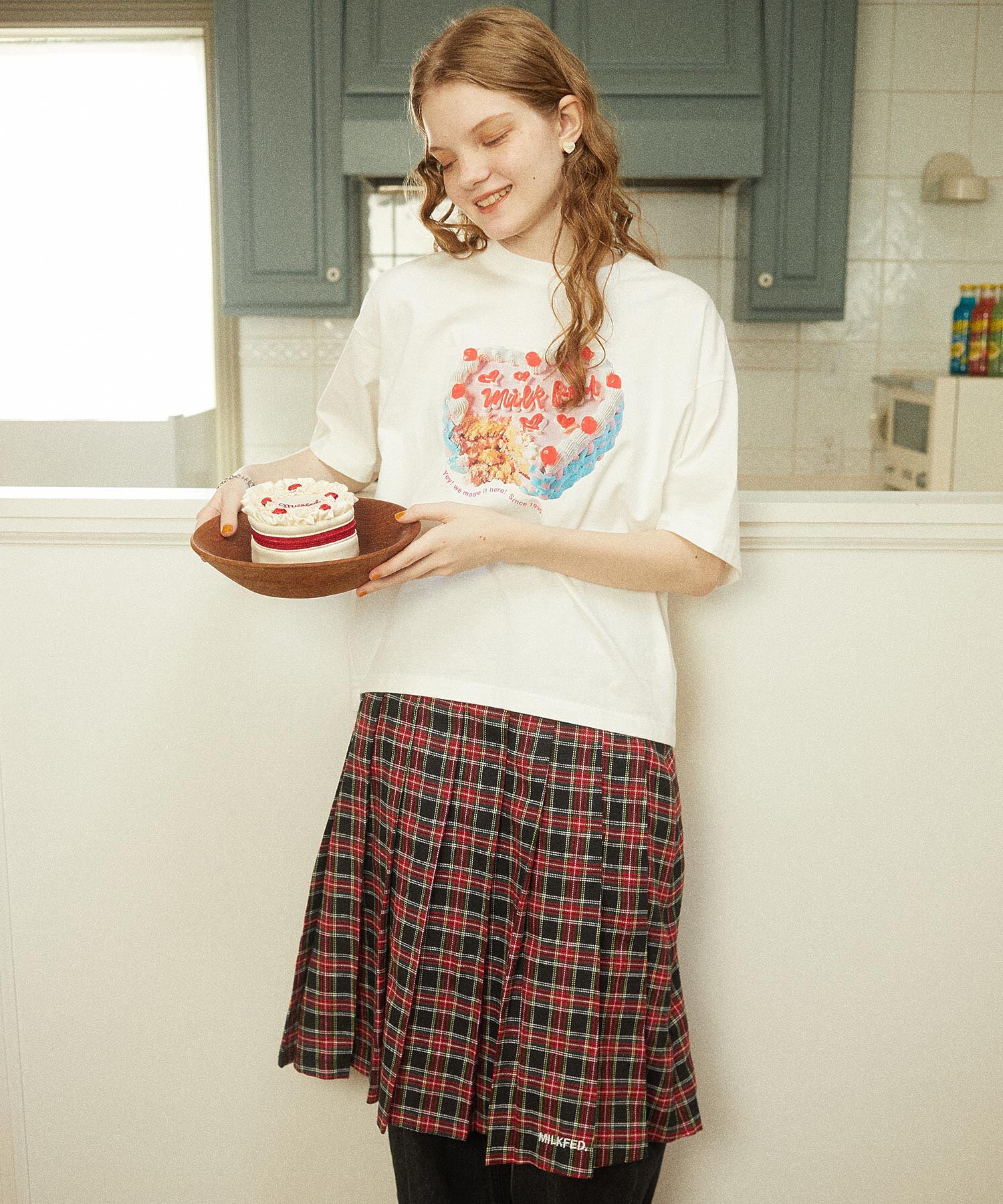 PLEATED PLAID SKIRT