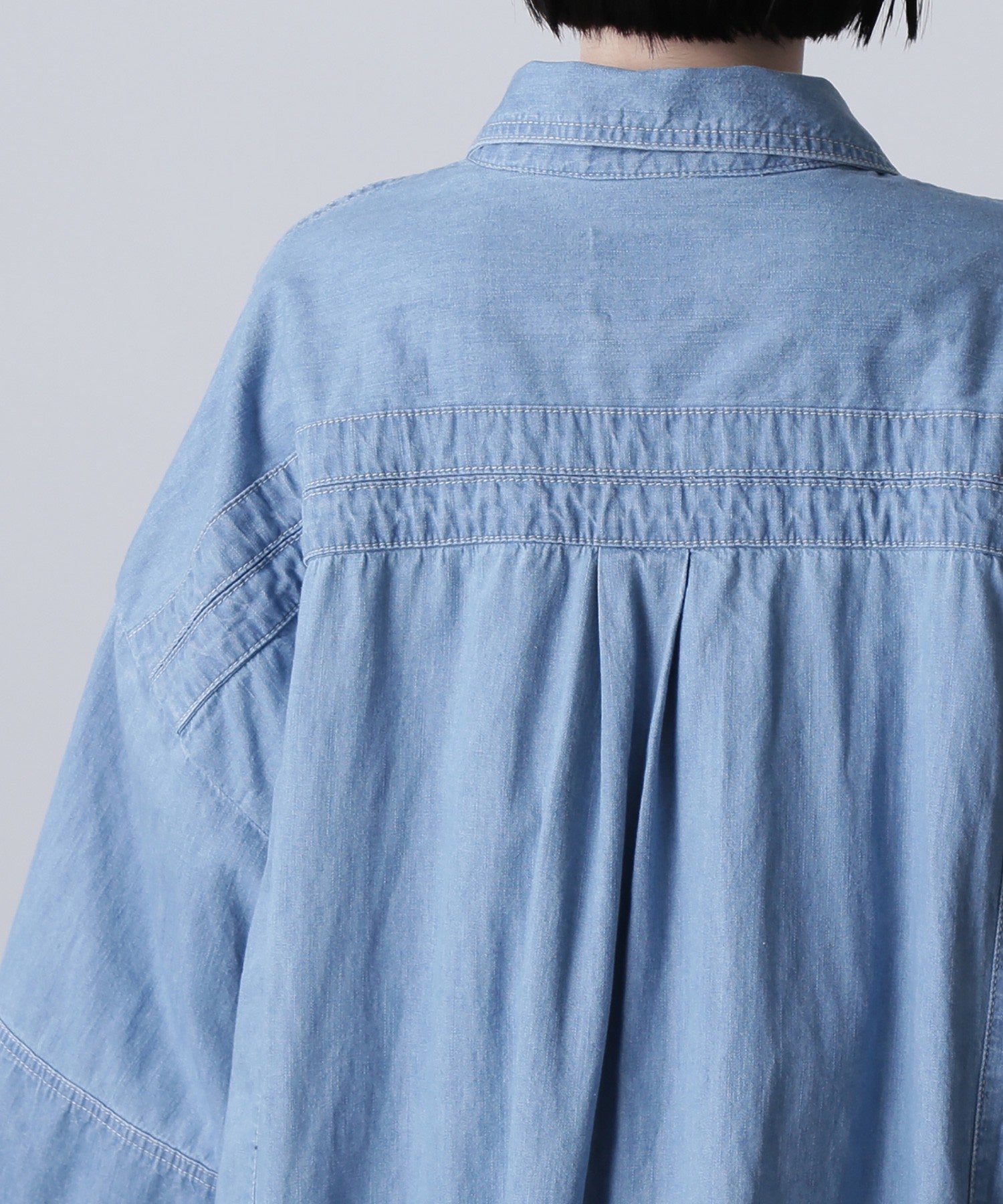 GENE HEAVENS/FRINGE POCKET DENIM SHIRT DRESS