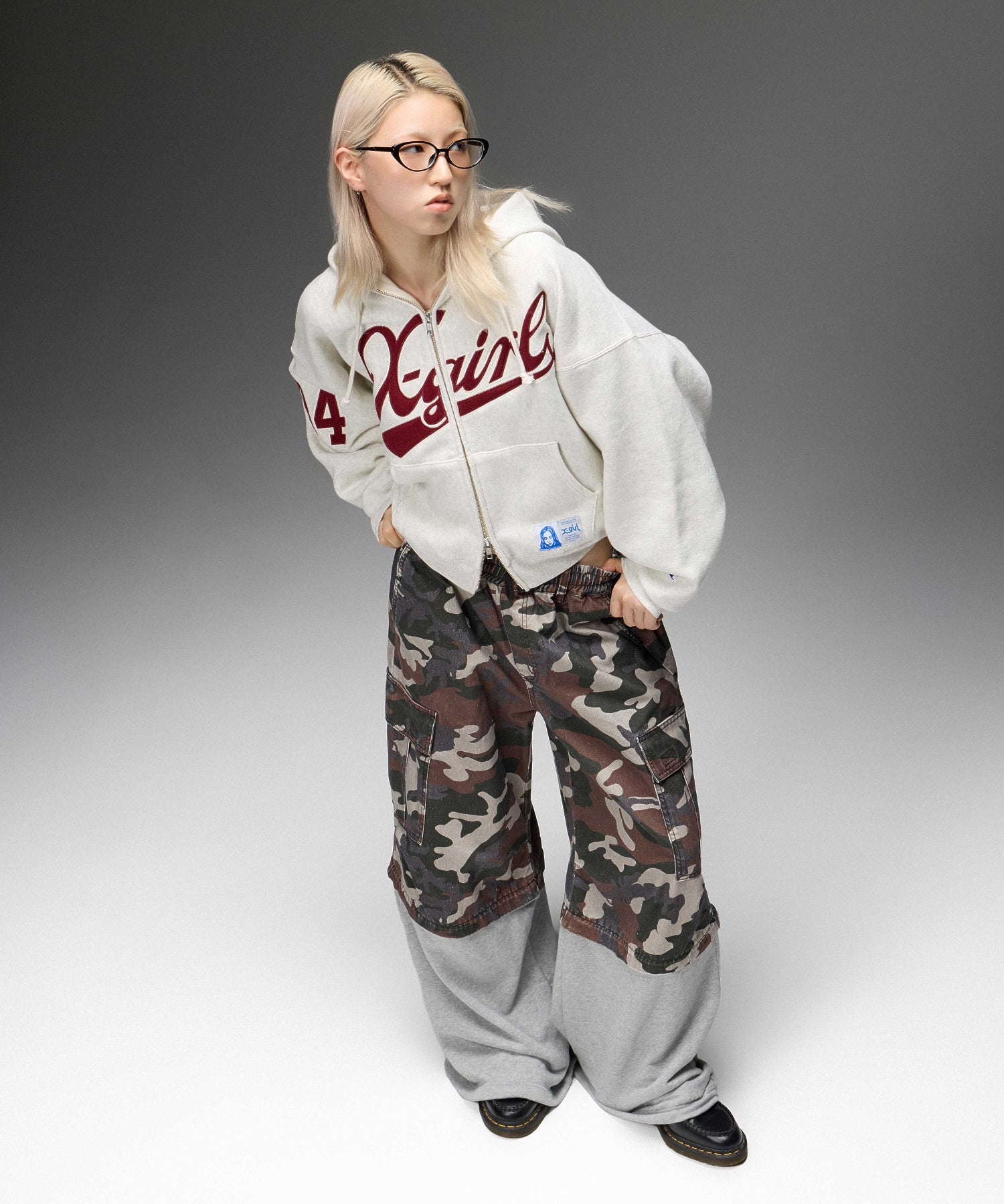X-girl x Champion REVERSE WEAVE® PATCHED LOGO ZIP UP HOODIE