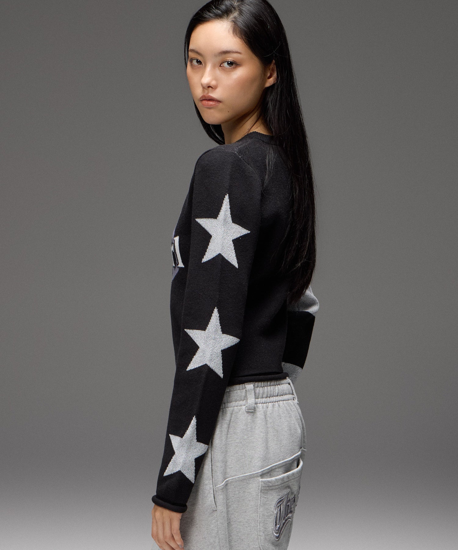 EMBLEM LOGO JACQUARD COMPACT KNIT TOP