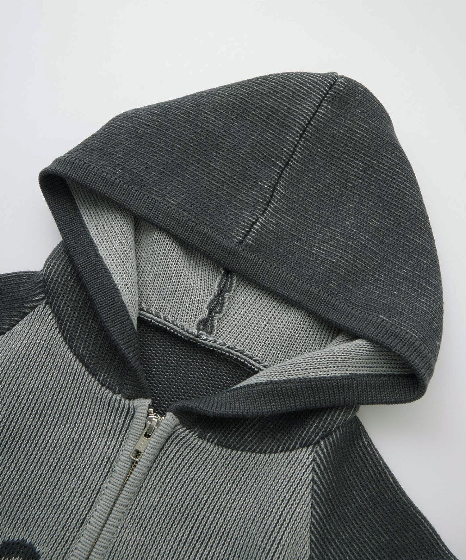 LOGO JACQUARD ZIP UP KNIT HOODIE