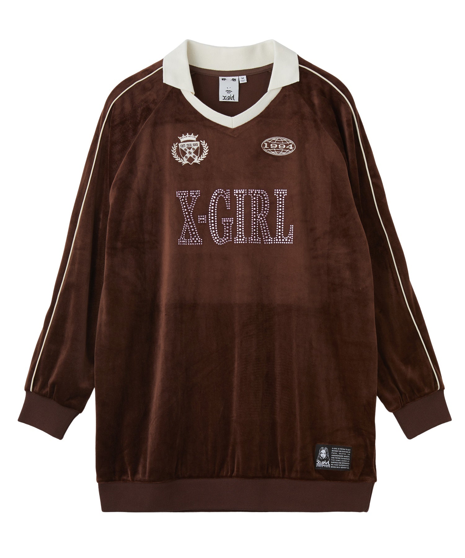 RHINESTONE LOGO VELOUR GAME SHIRT DRESS
