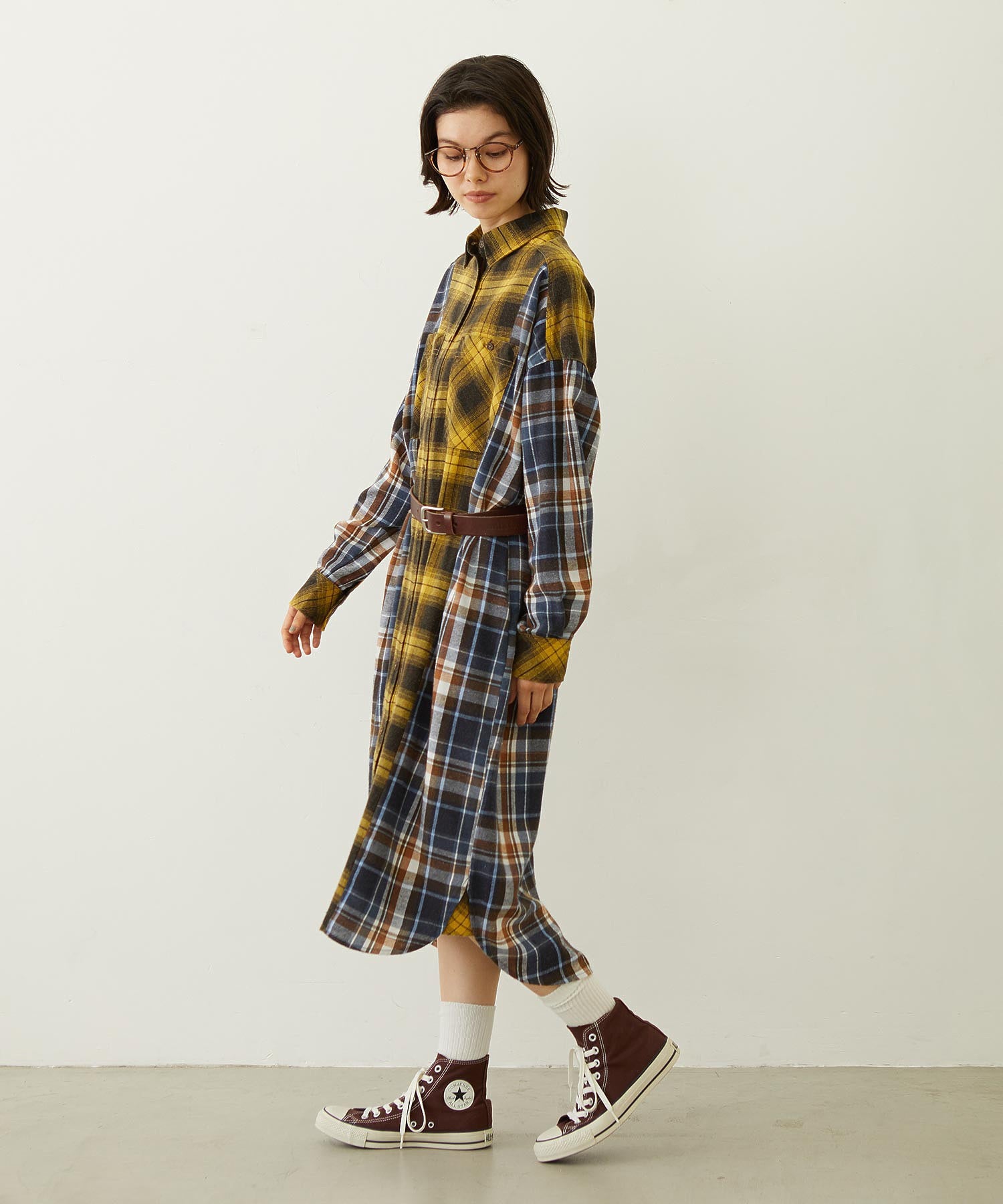 WASHED PANEL SHIRT DRESS